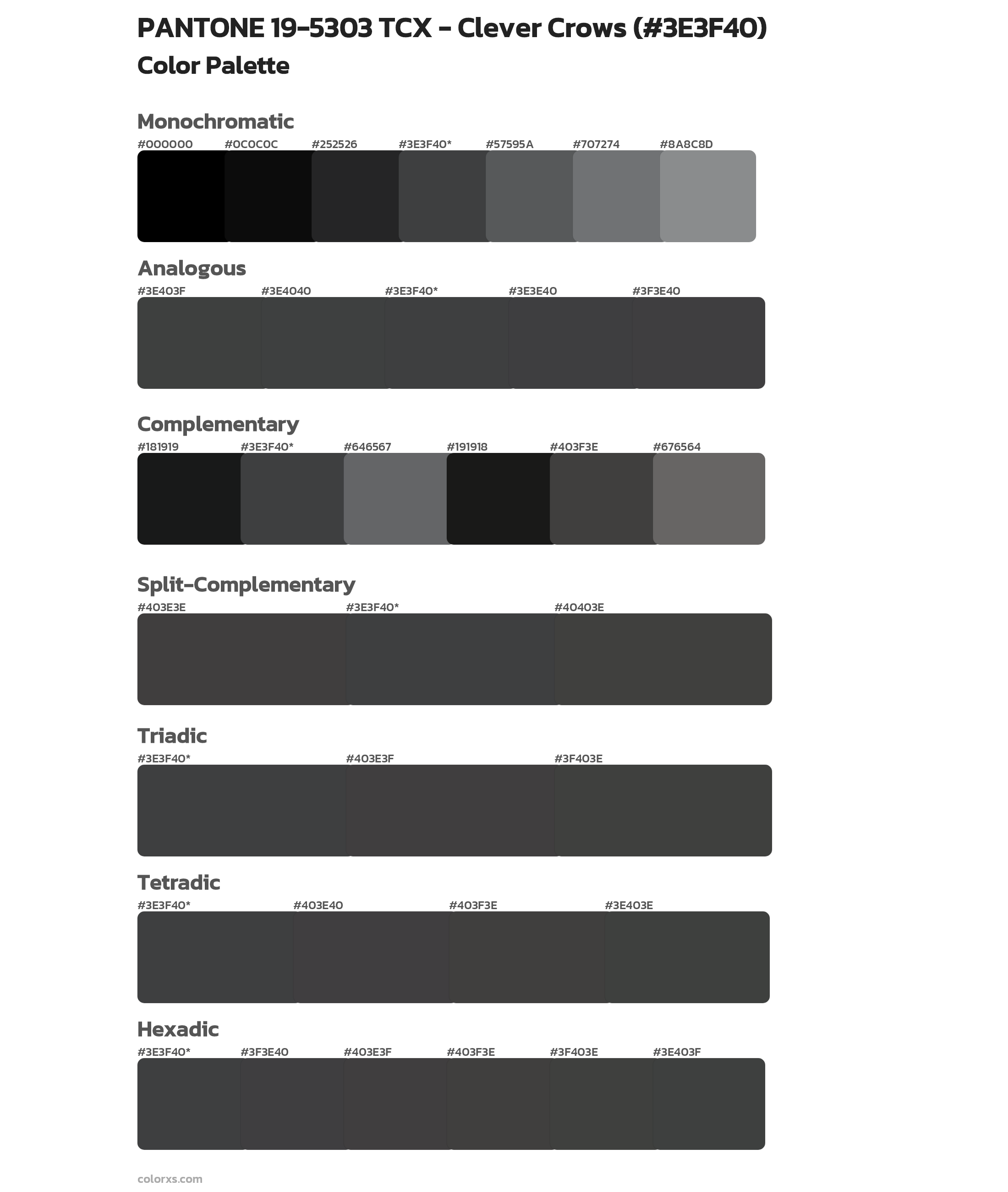 PANTONE 19-5303 TCX - Clever Crows Color Scheme Palettes