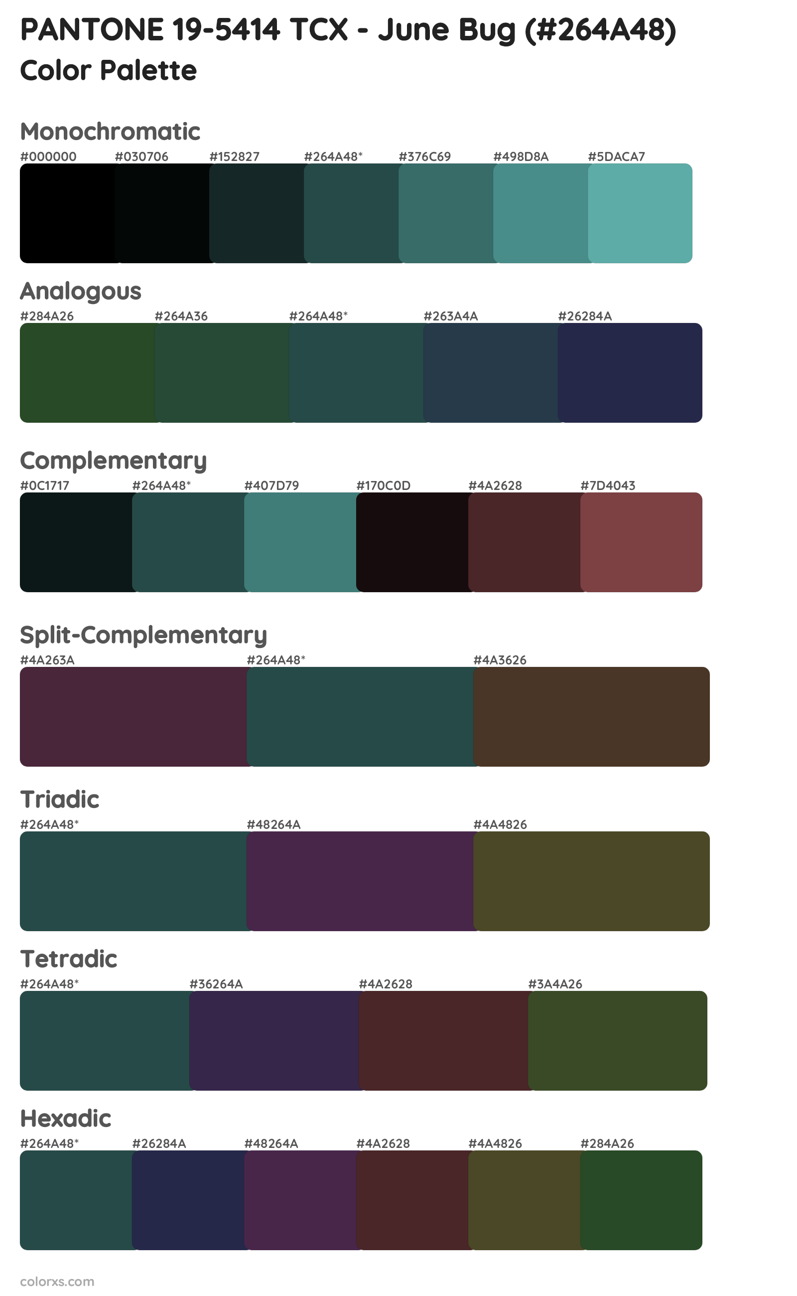PANTONE 19-5414 TCX - June Bug Color Scheme Palettes