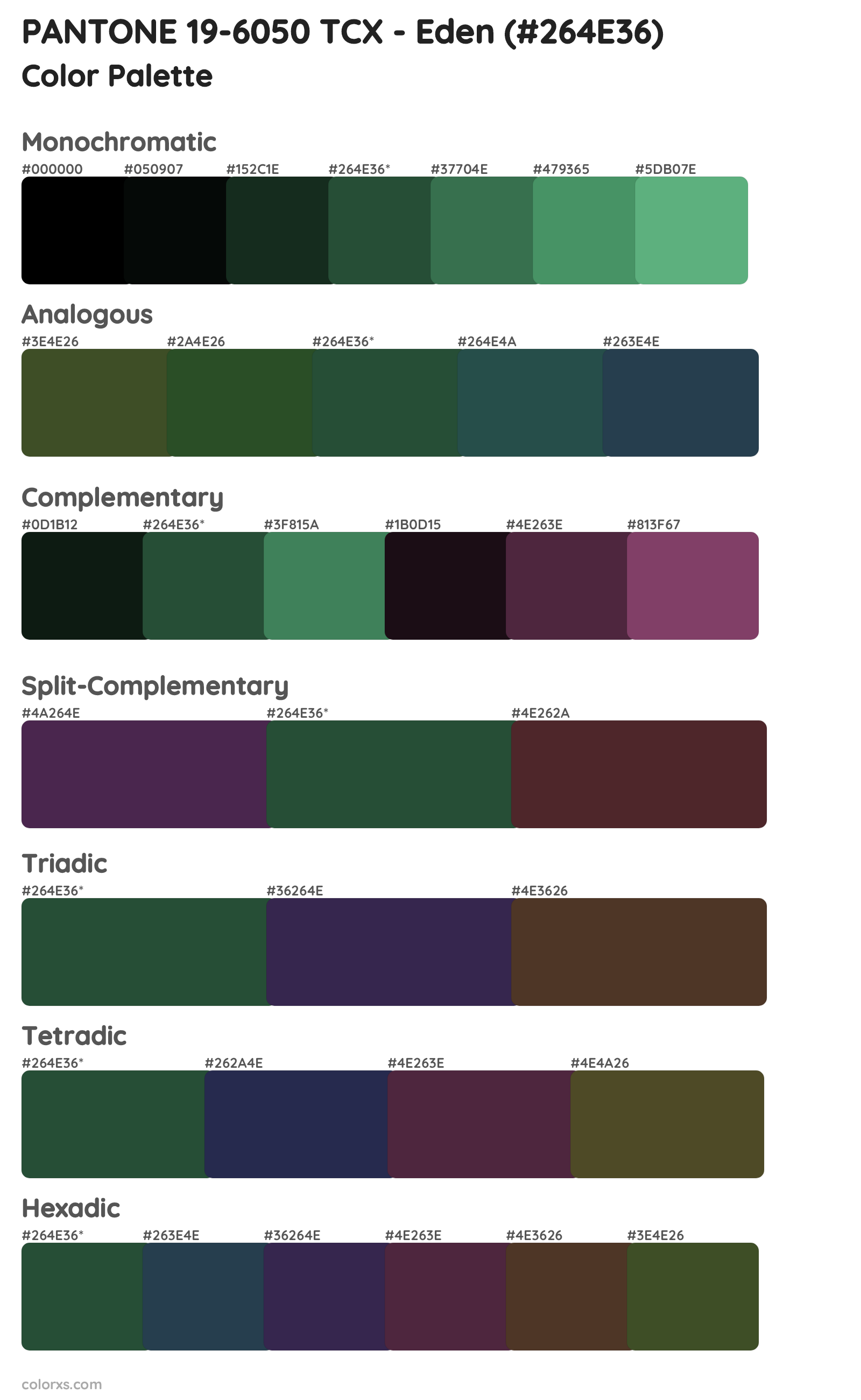 PANTONE 19-6050 TCX - Eden Color Scheme Palettes