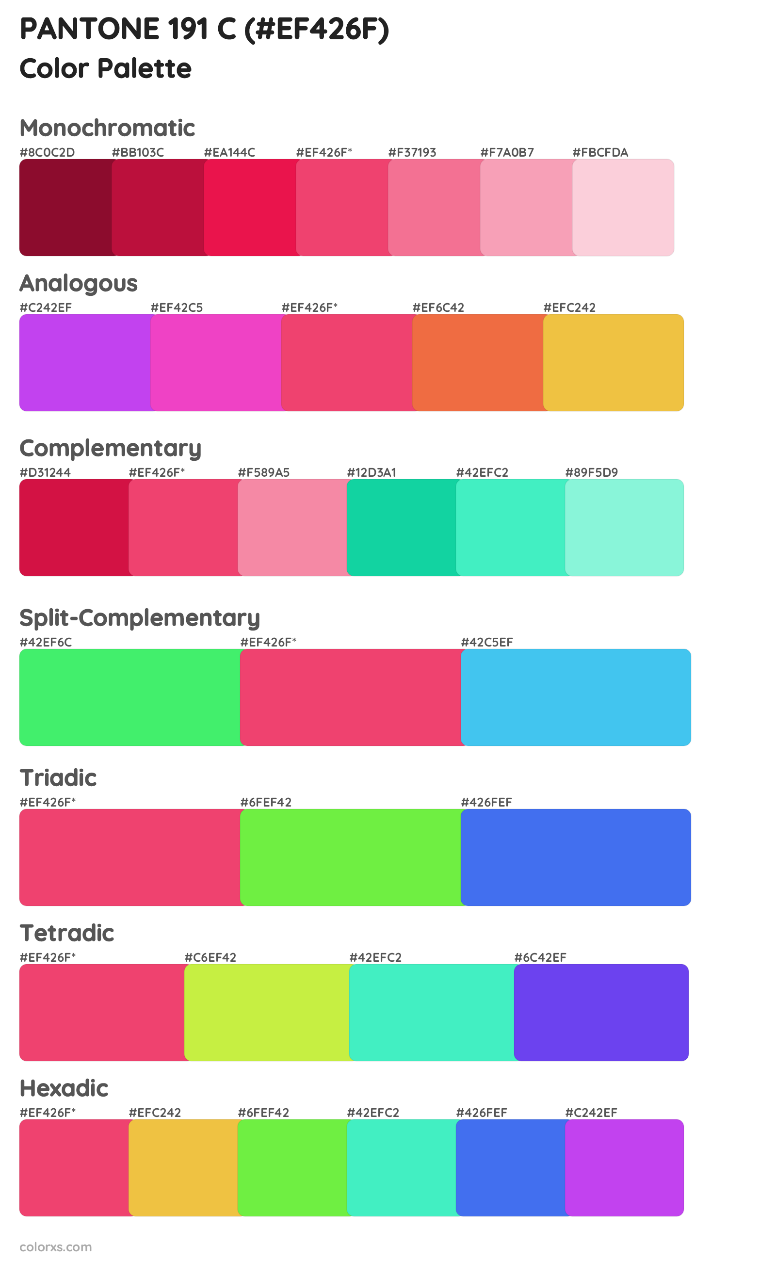 PANTONE 191 C color palettes and color scheme combinations - colorxs.com