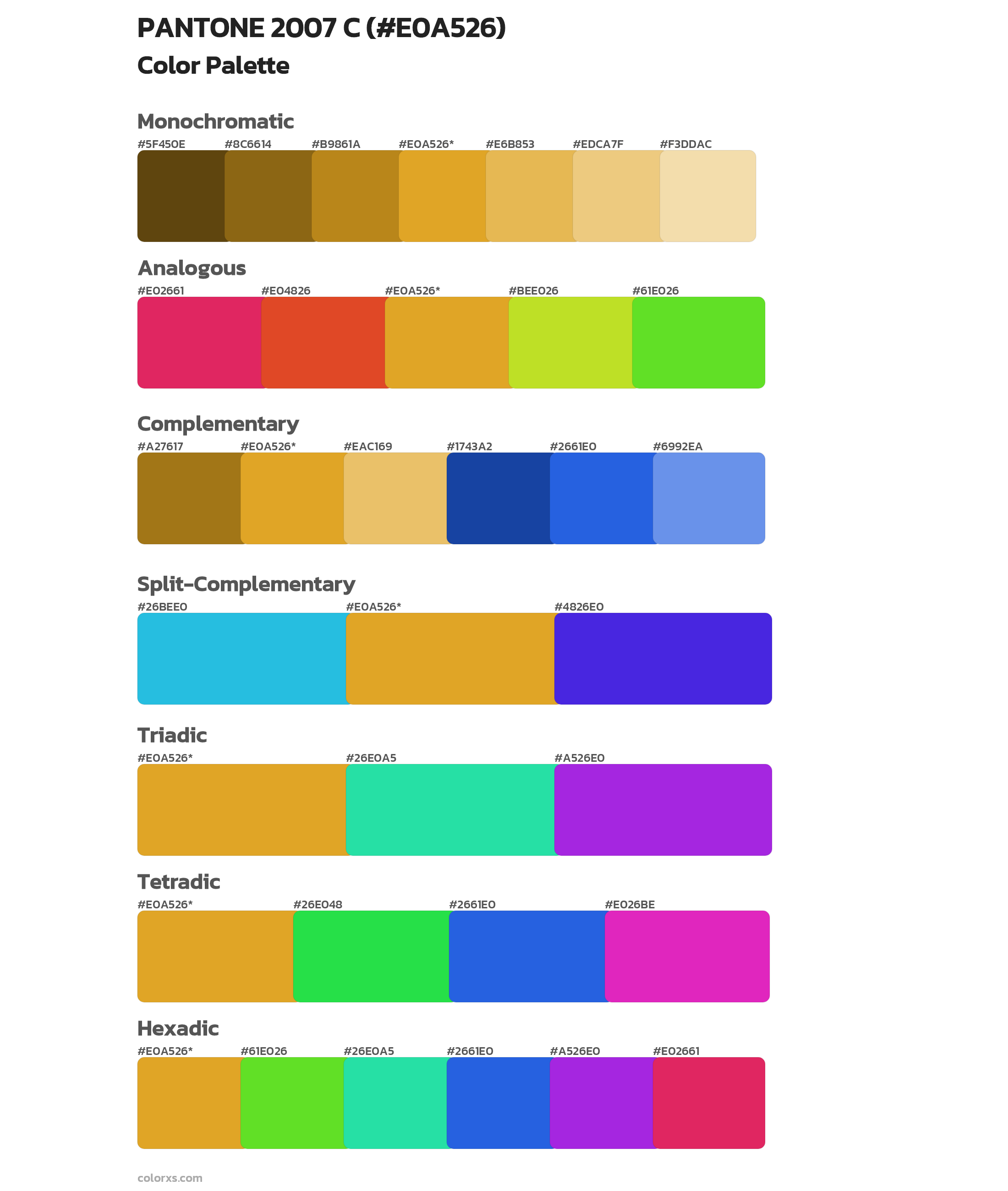 PANTONE 2007 C Color Scheme Palettes