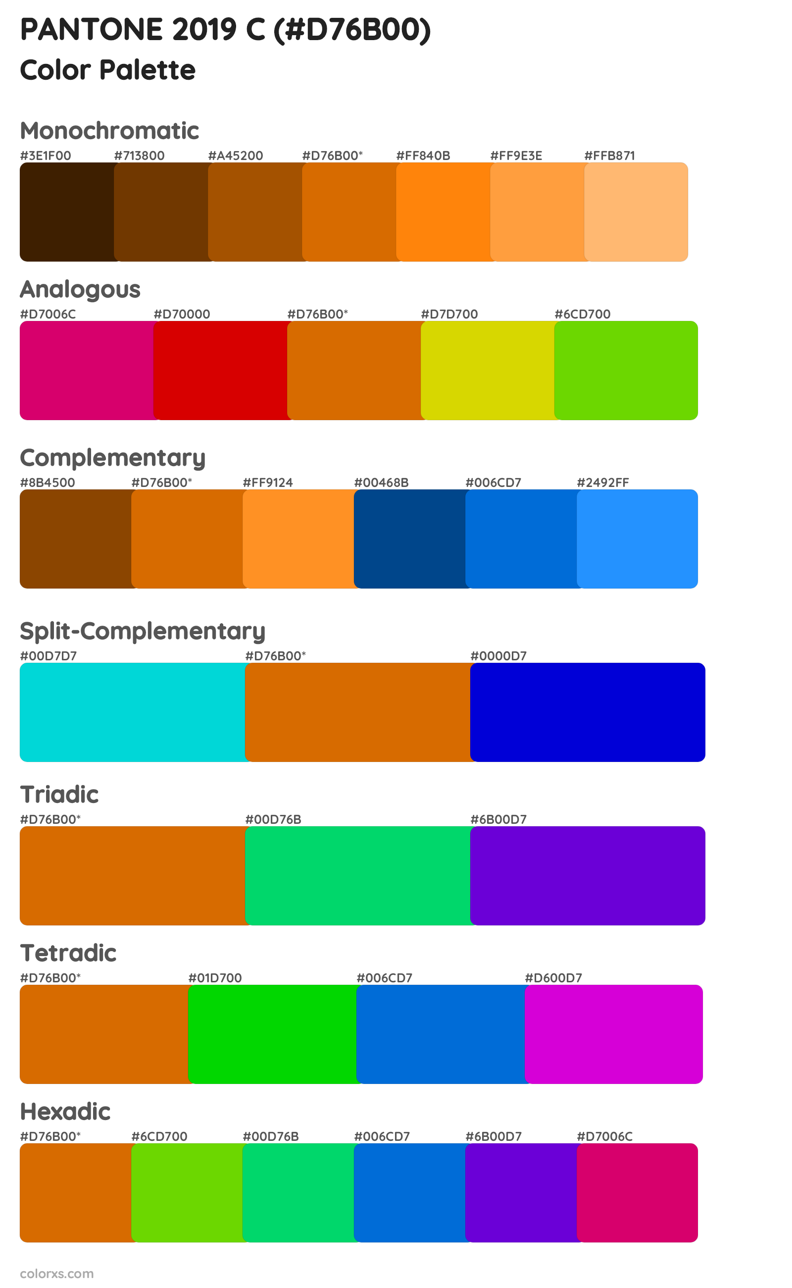 PANTONE 2019 C Color Scheme Palettes
