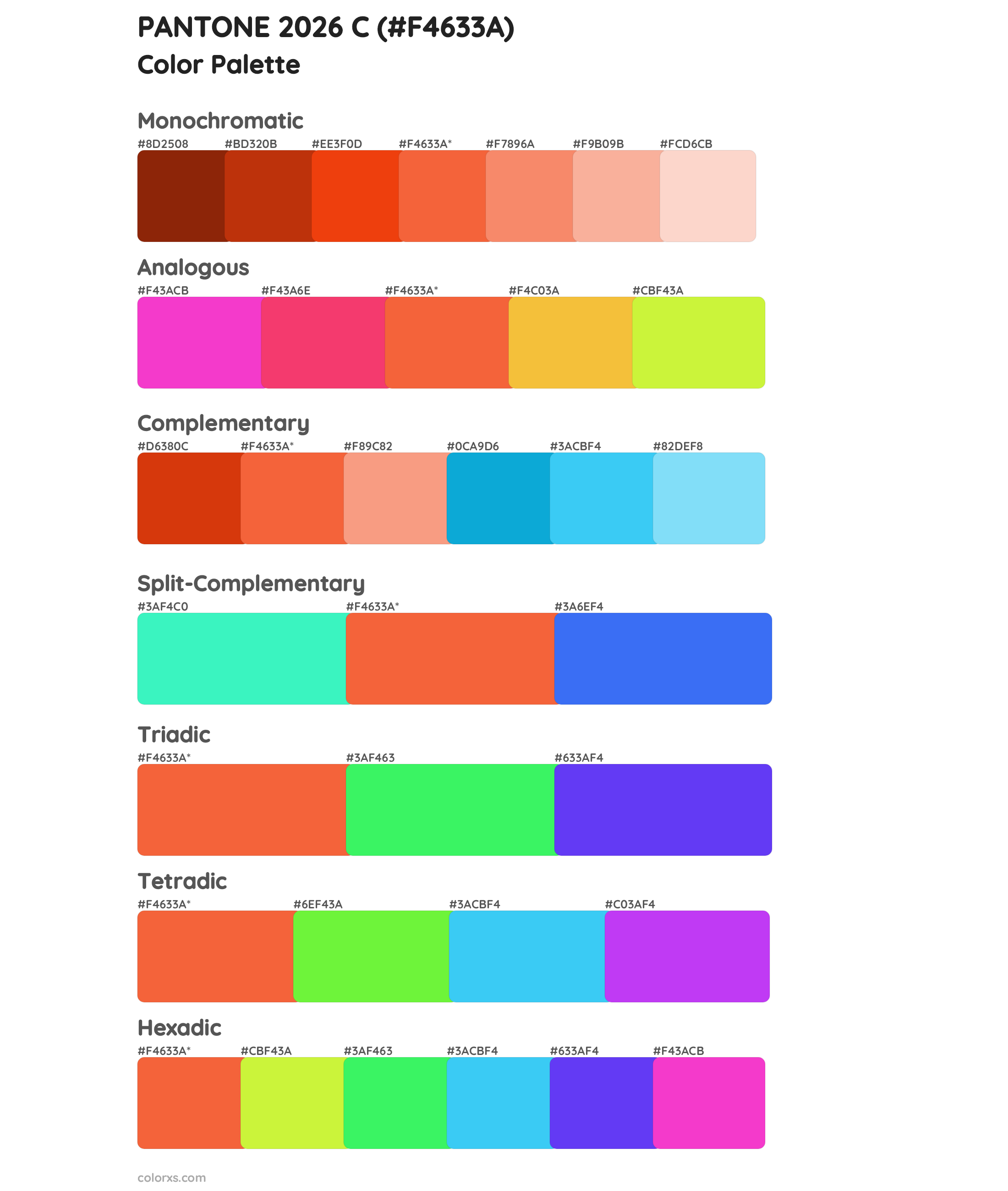 PANTONE 2026 C Color Scheme Palettes
