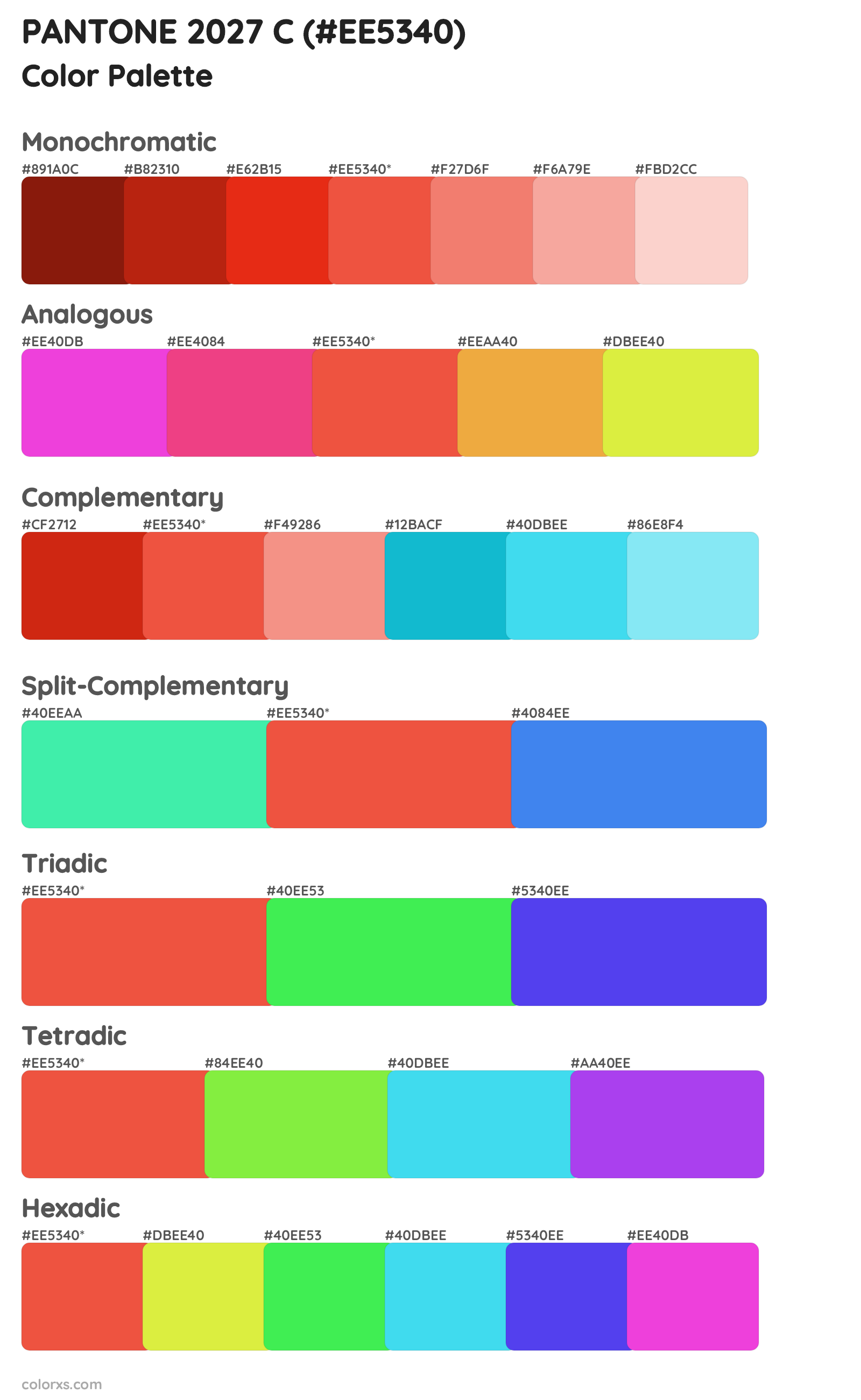 PANTONE 2027 C Color Scheme Palettes