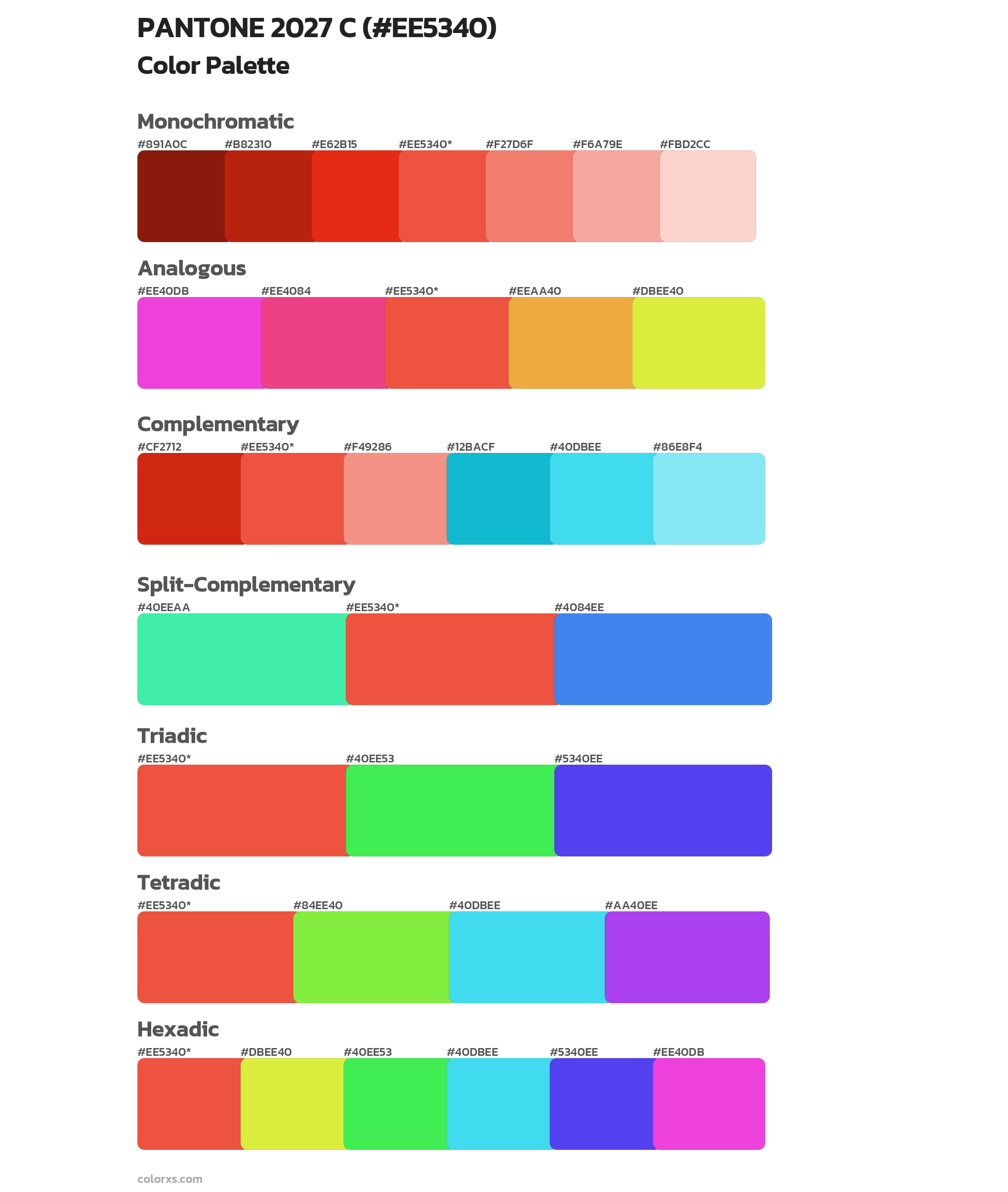 PANTONE 2027 C Color Scheme Palettes