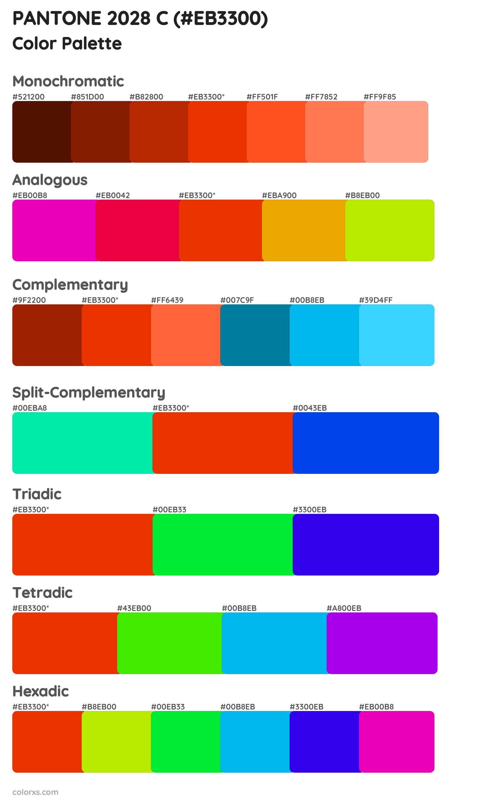 PANTONE 2028 C Color Scheme Palettes