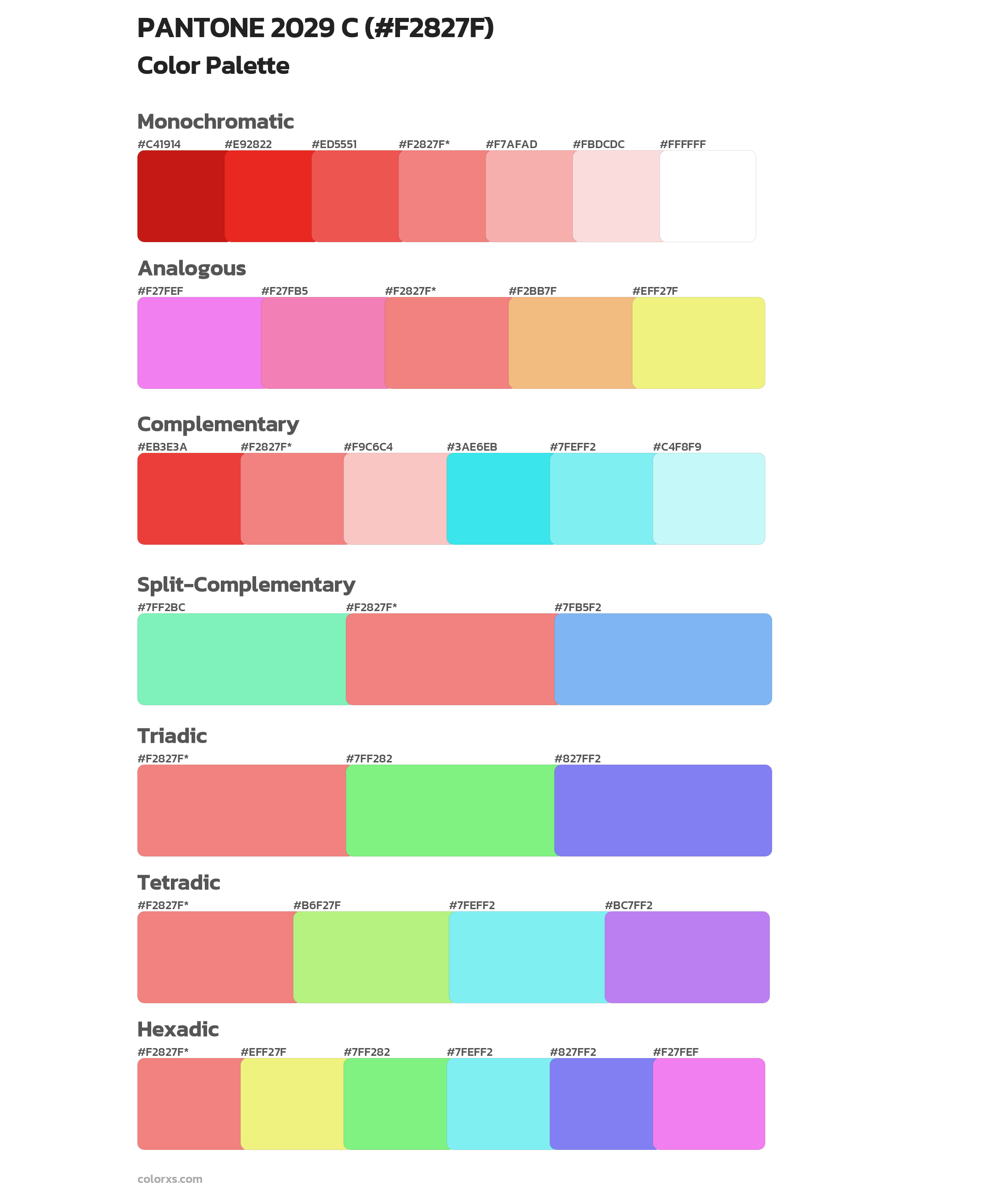 PANTONE 2029 C Color Scheme Palettes