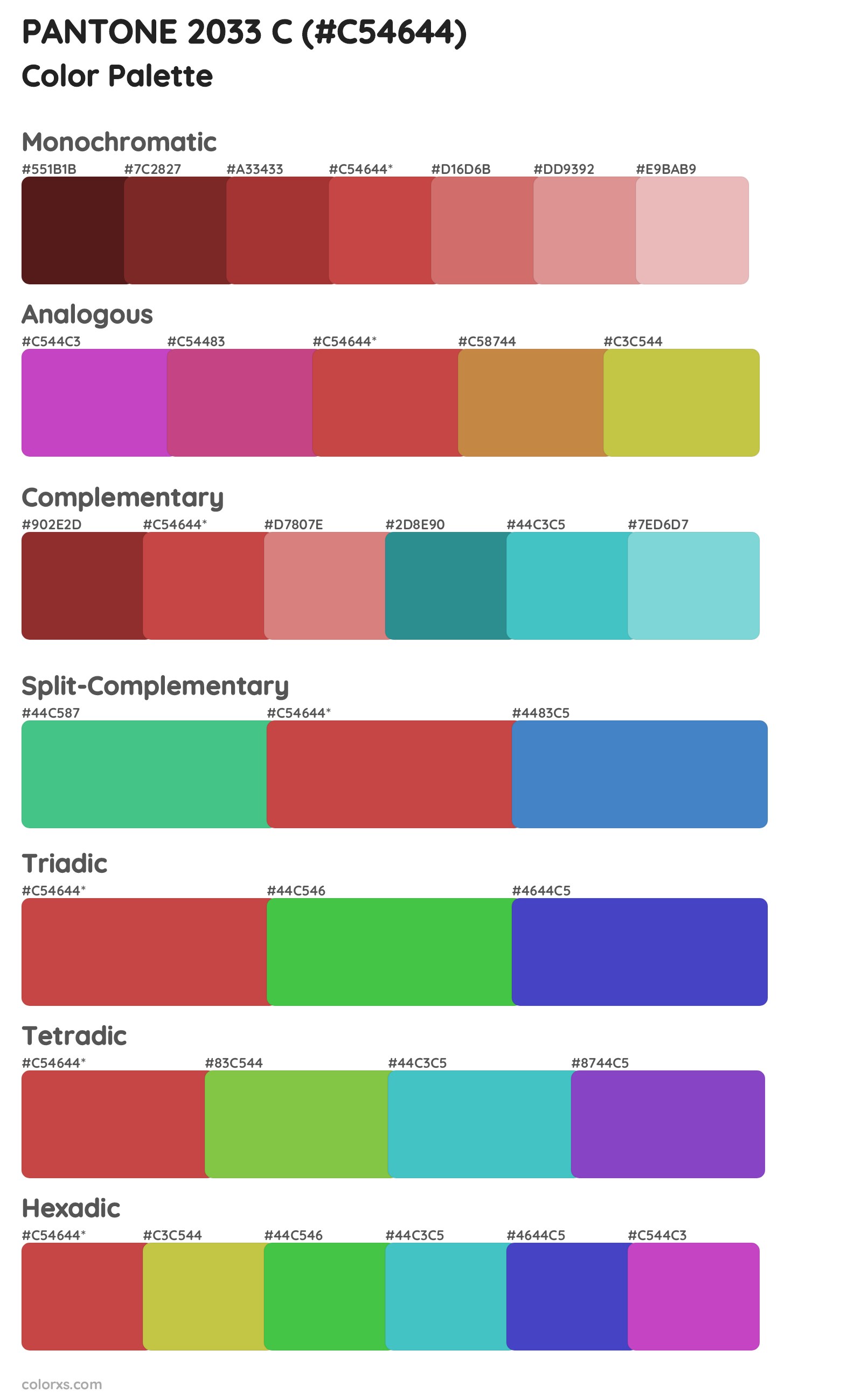 PANTONE 2033 C Color Scheme Palettes