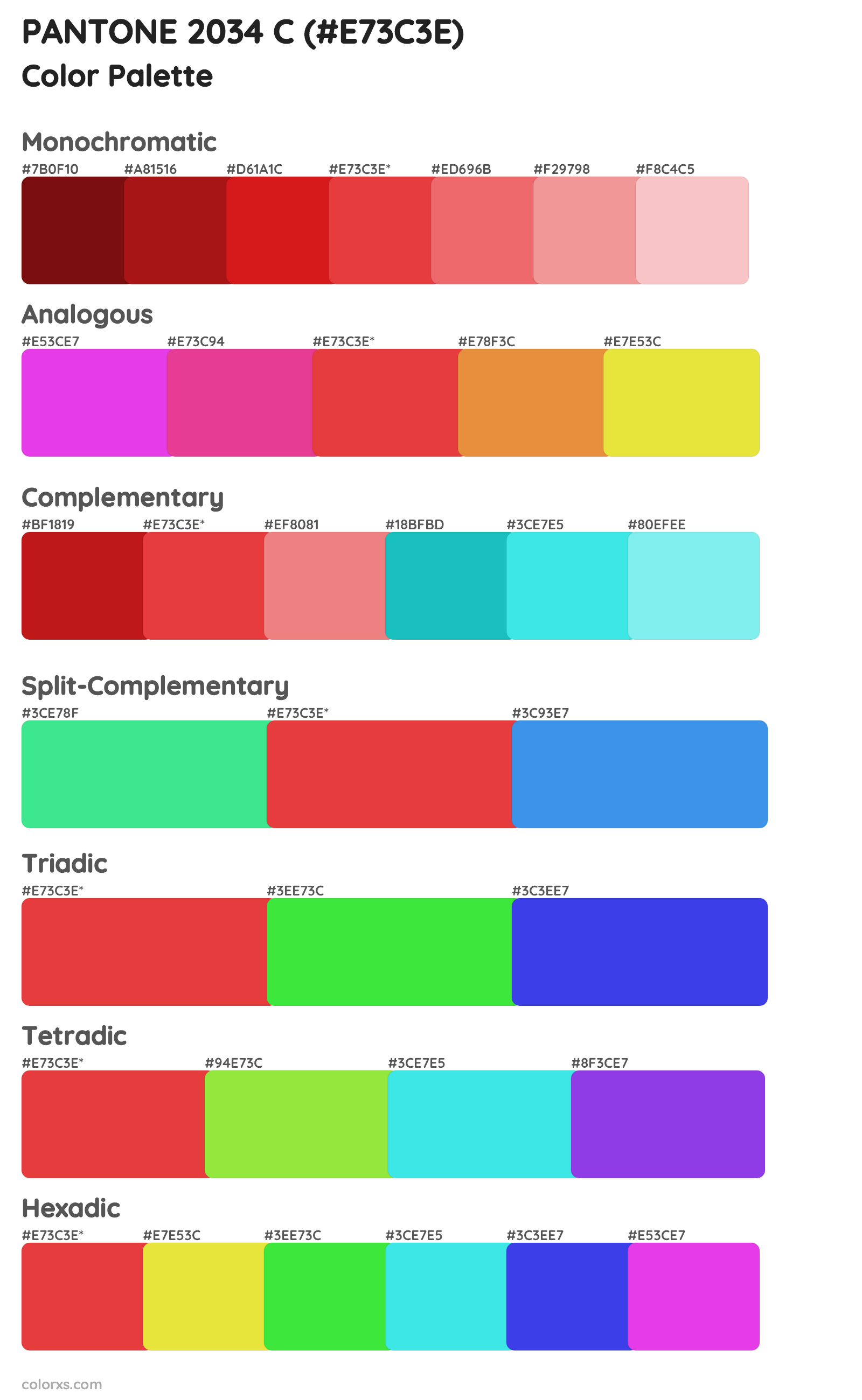 PANTONE 2034 C Color Scheme Palettes