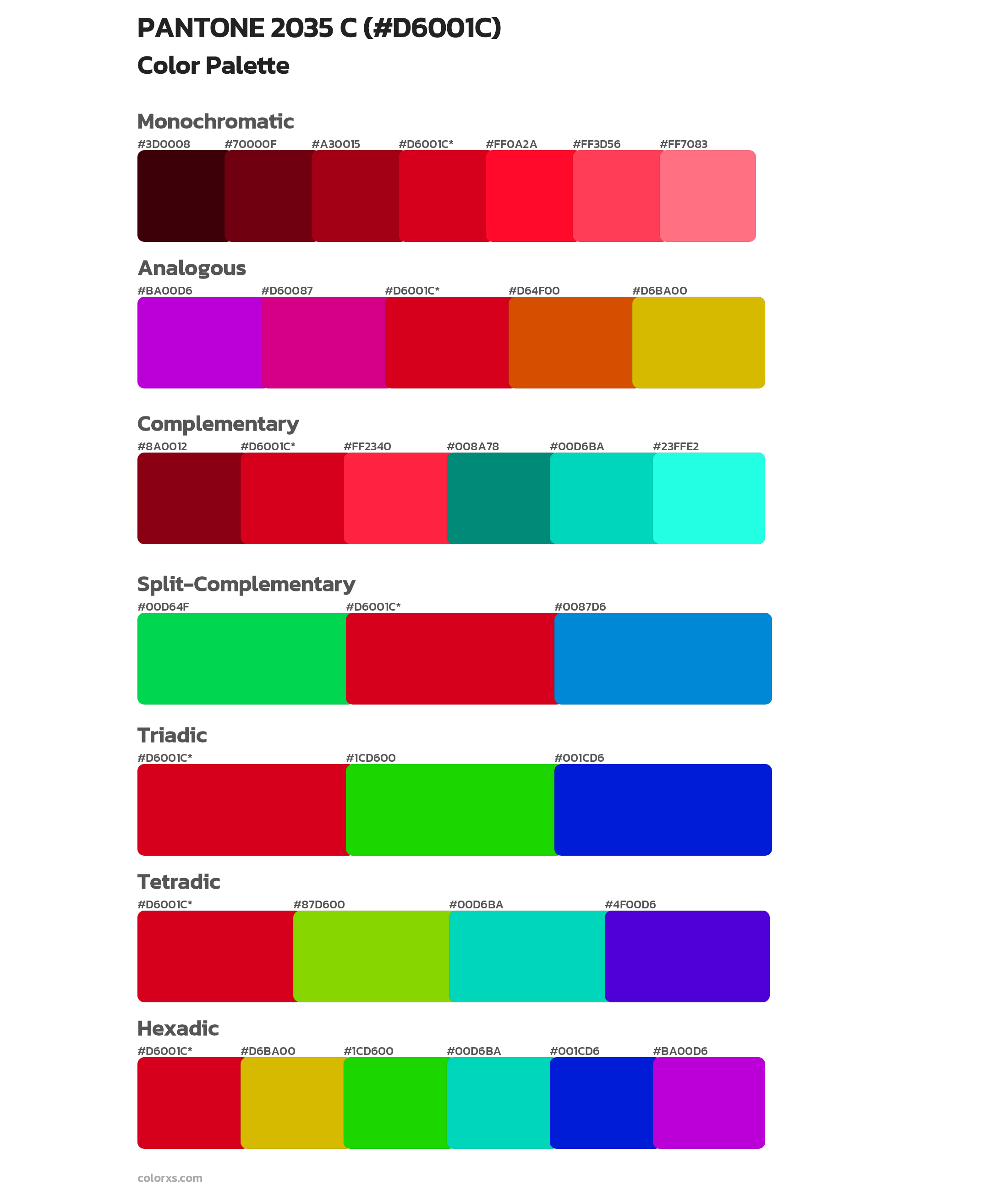 PANTONE 2035 C Color Scheme Palettes