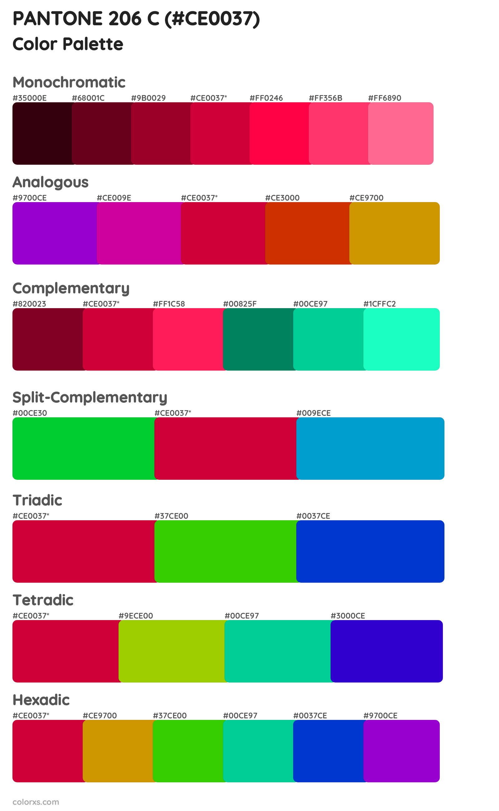 PANTONE 206 C Color Scheme Palettes