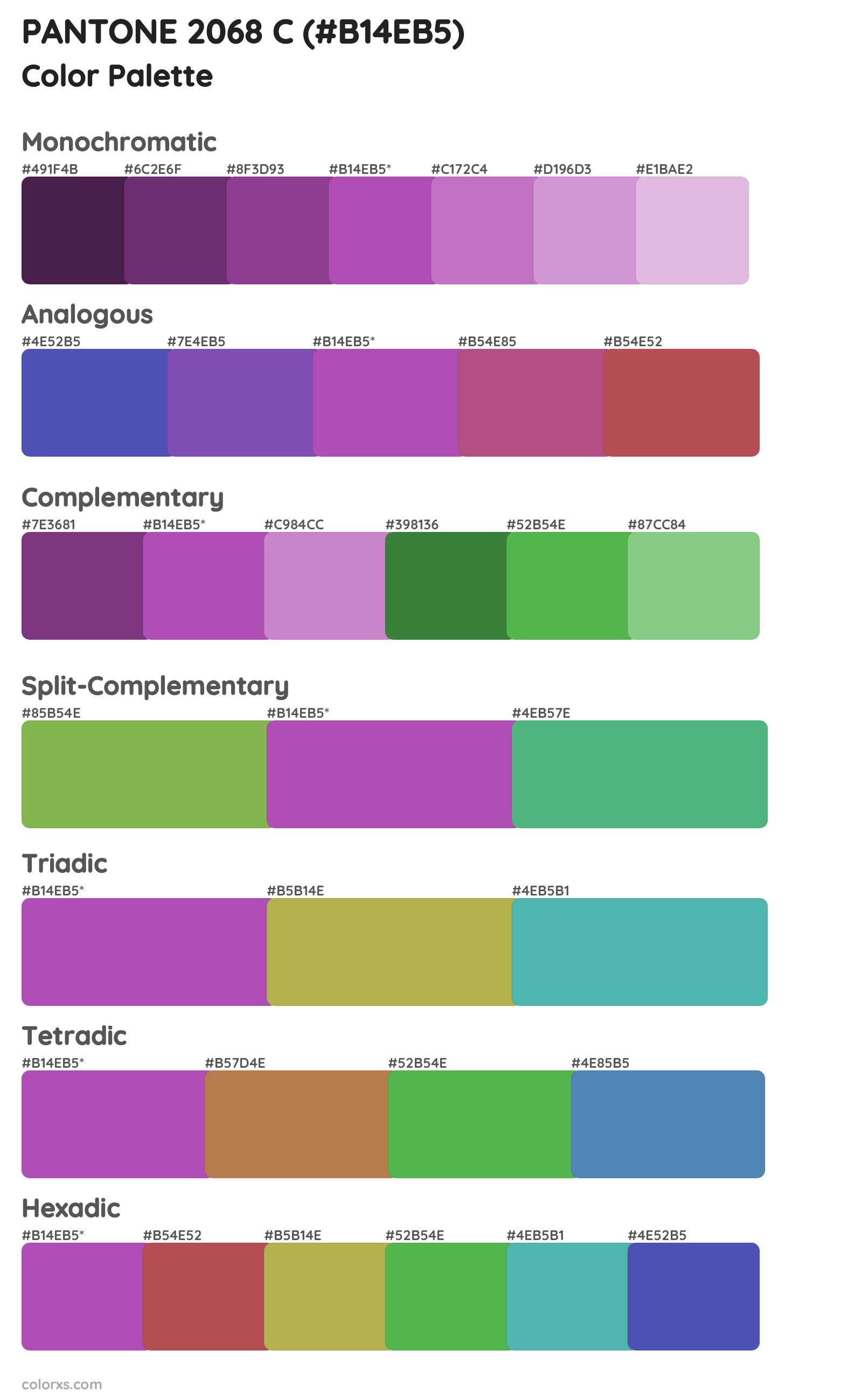 PANTONE 2068 C Color Scheme Palettes