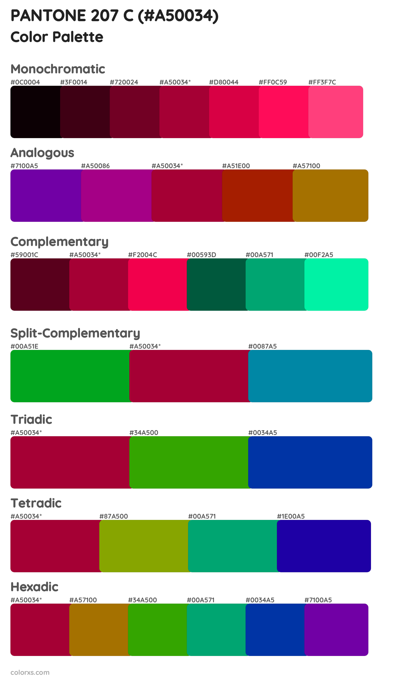 PANTONE 207 C Color Scheme Palettes