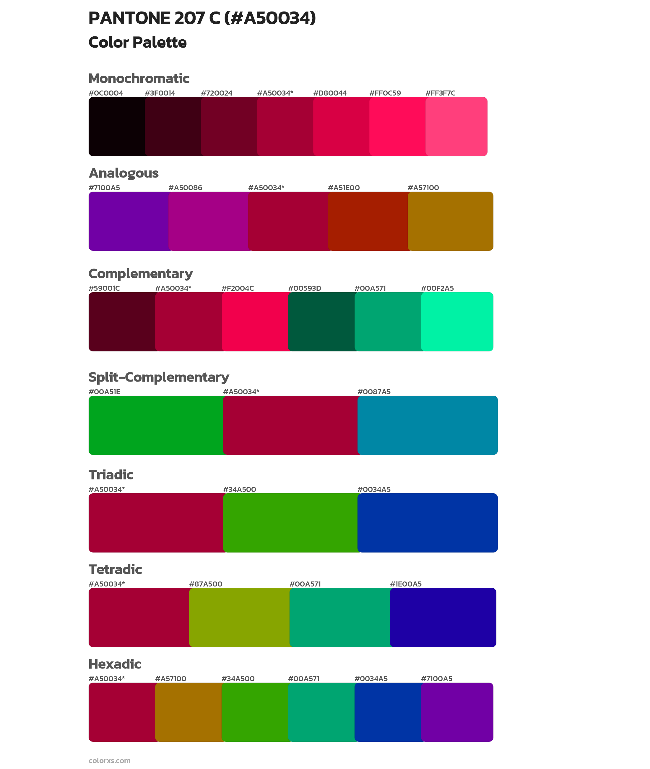 PANTONE 207 C Color Scheme Palettes