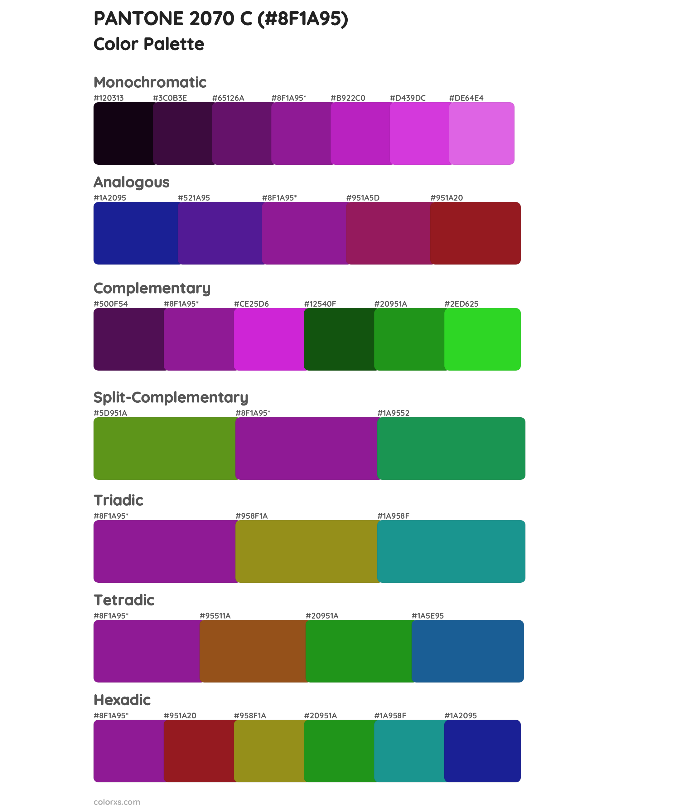 PANTONE 2070 C Color Scheme Palettes