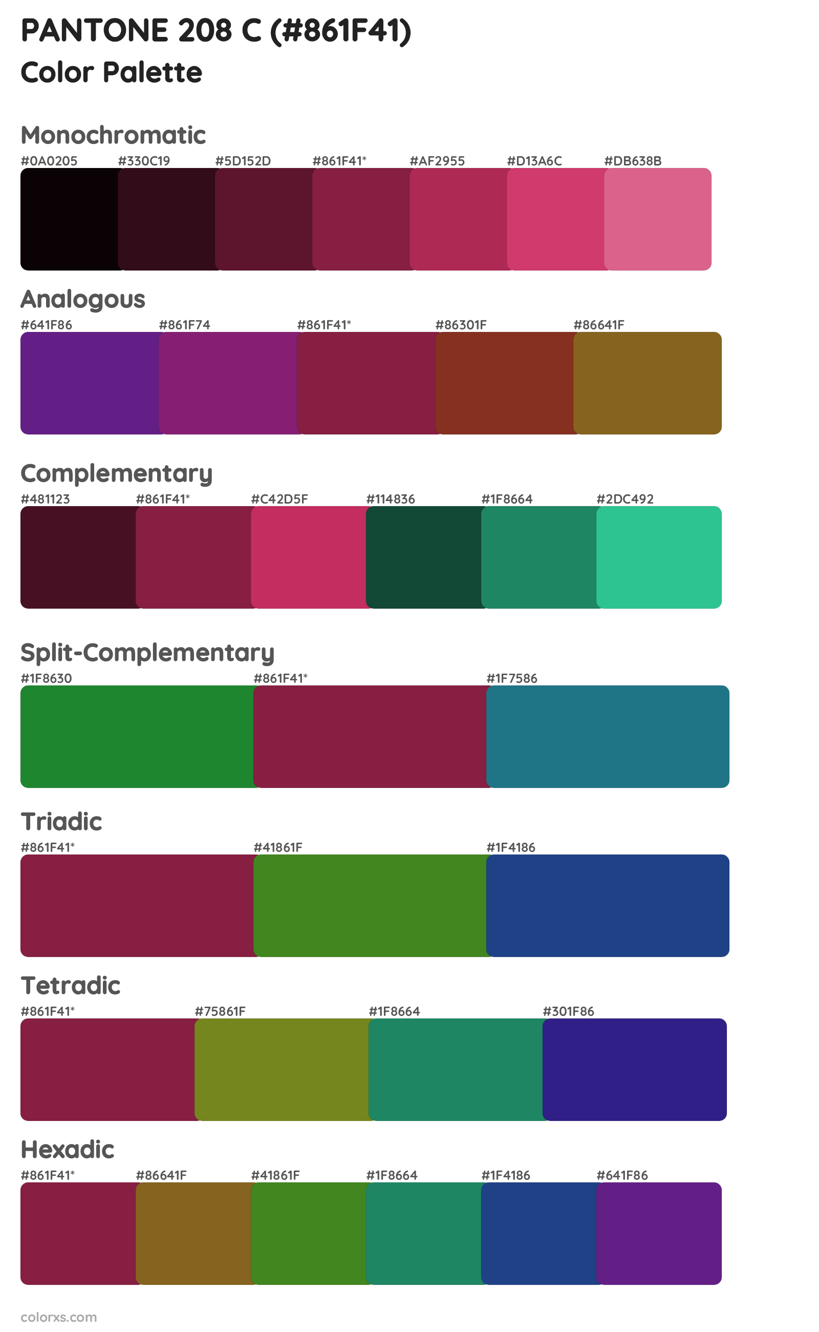 PANTONE 208 C Color Scheme Palettes