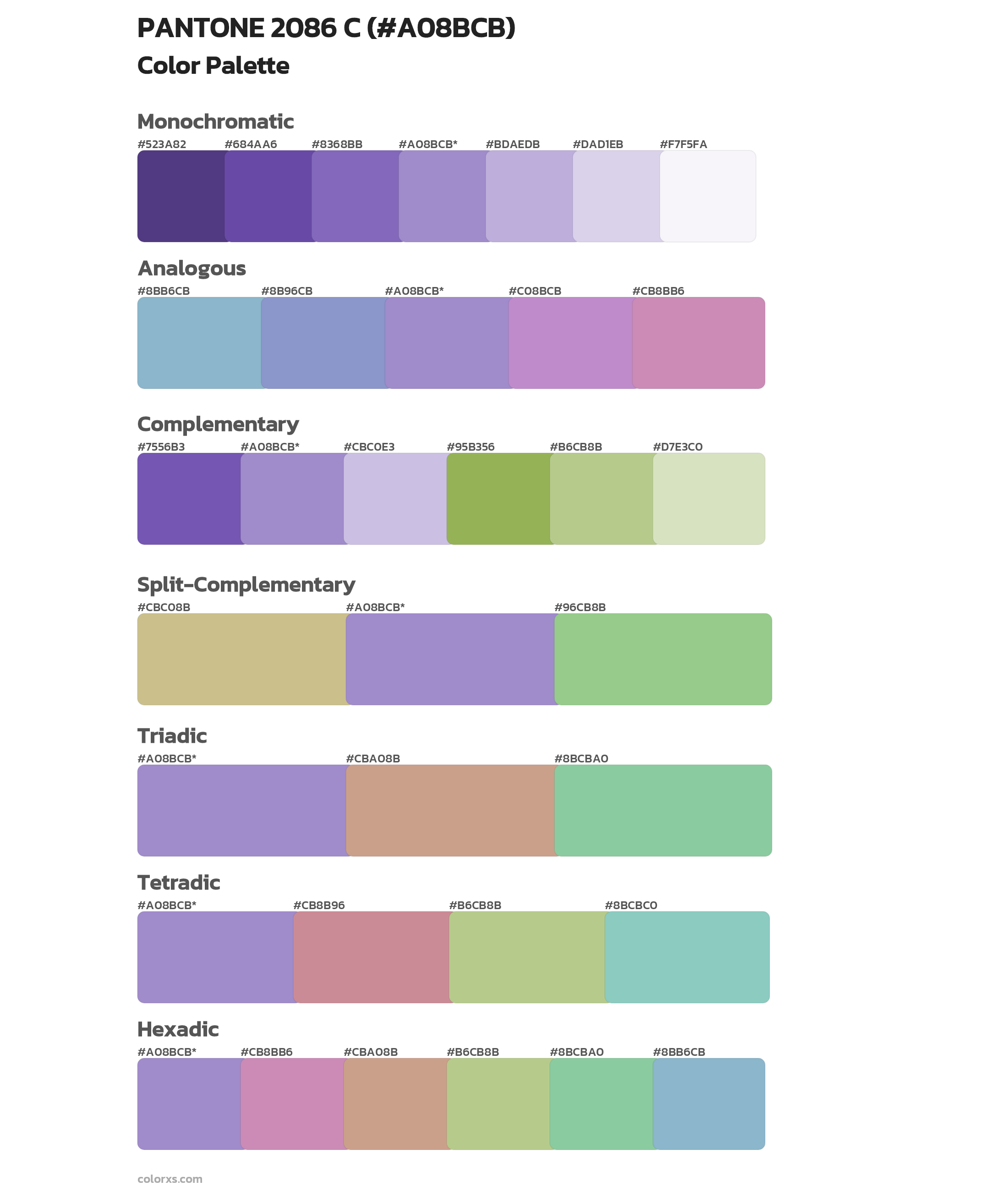 PANTONE 2086 C Color Scheme Palettes