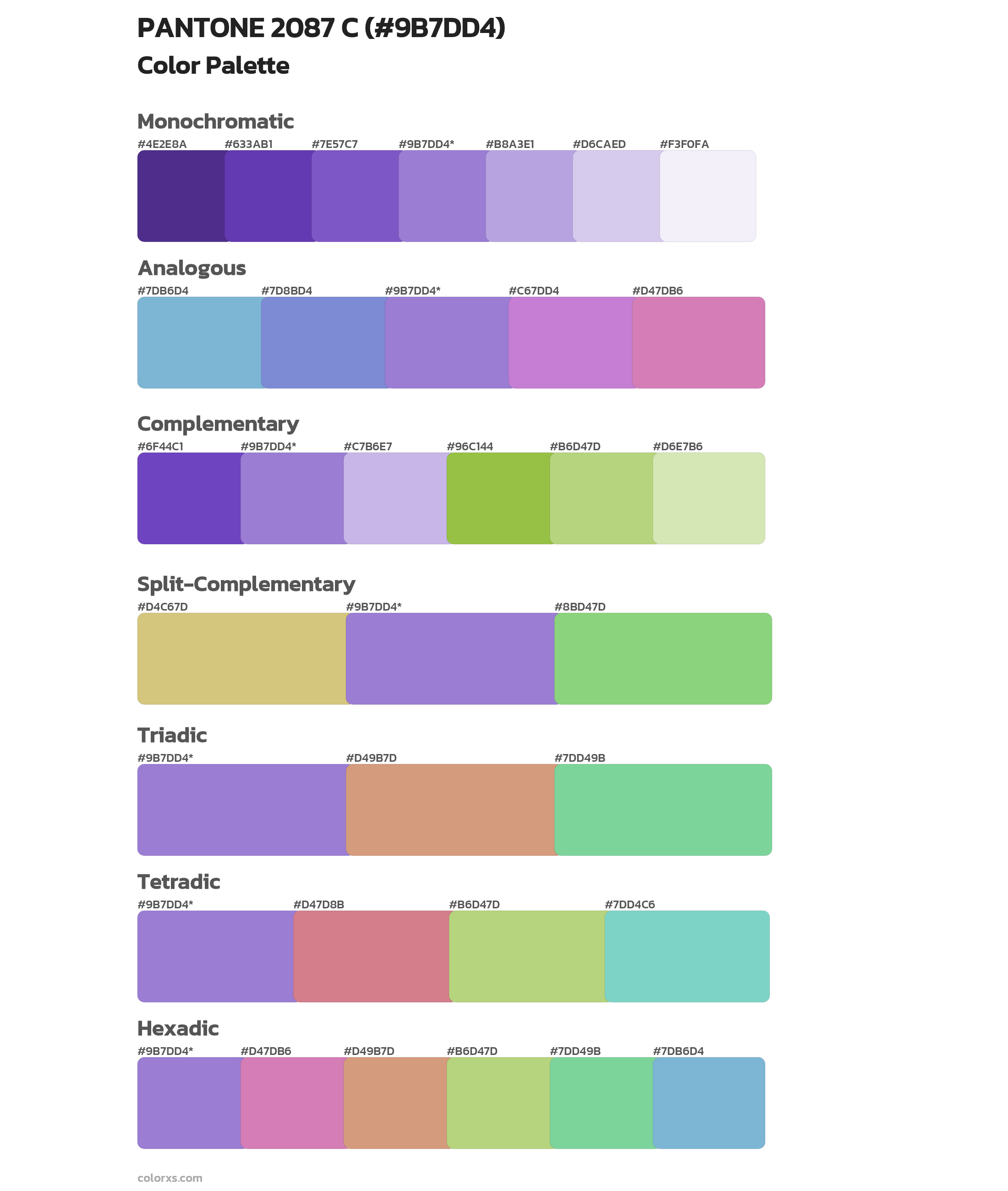 PANTONE 2087 C Color Scheme Palettes