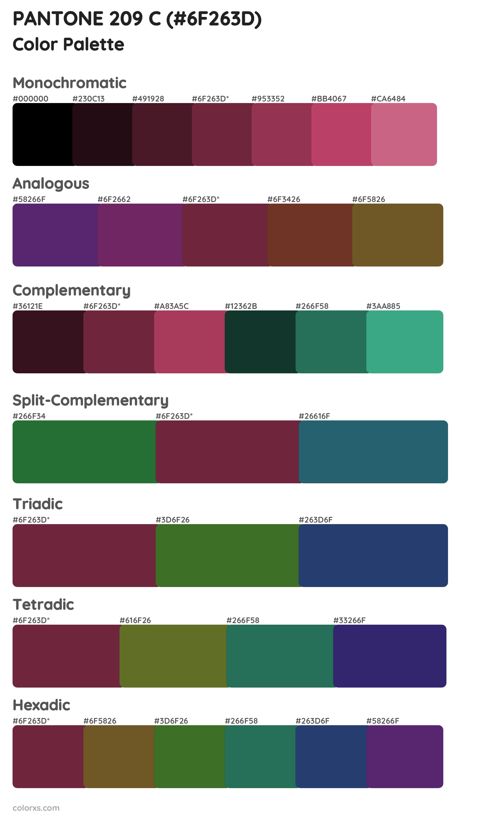 PANTONE 209 C Color Scheme Palettes