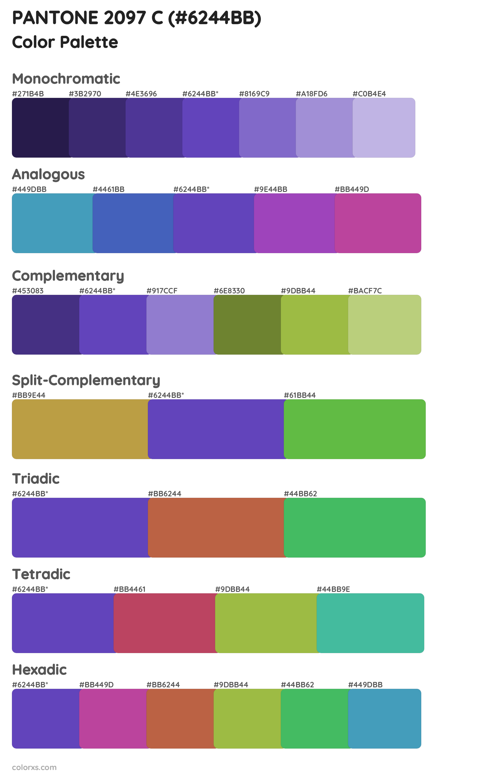 PANTONE 2097 C Color Scheme Palettes