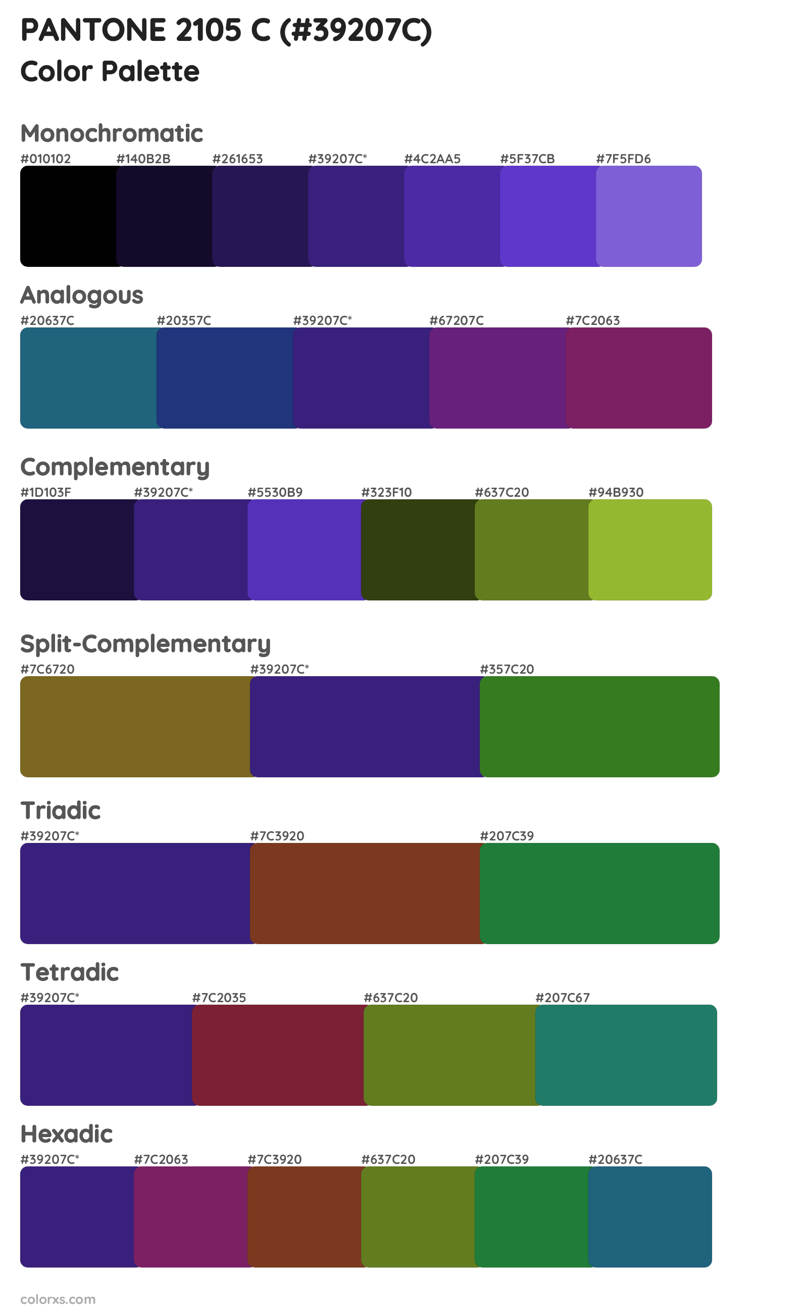 PANTONE 2105 C Color Scheme Palettes