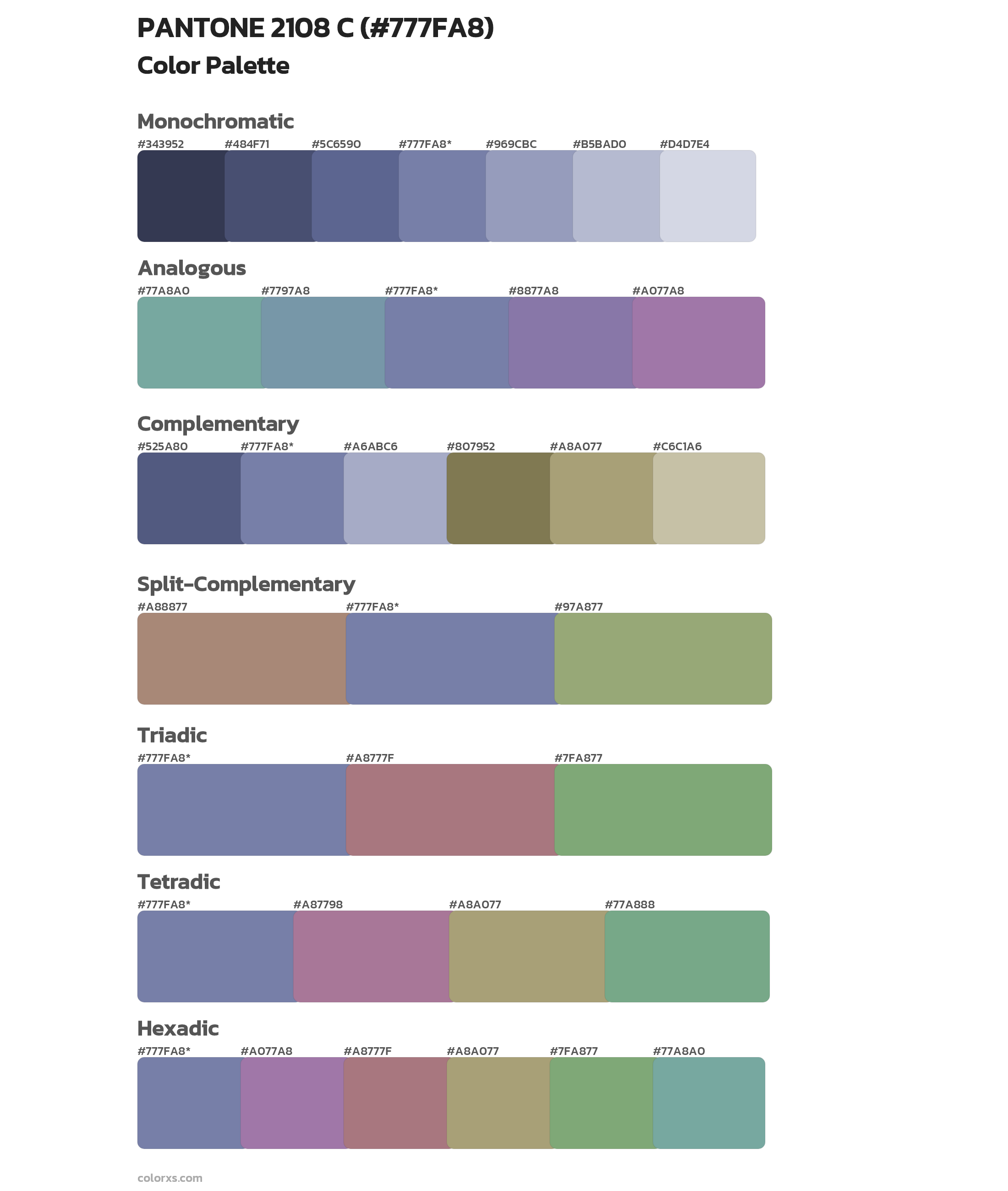 PANTONE 2108 C Color Scheme Palettes