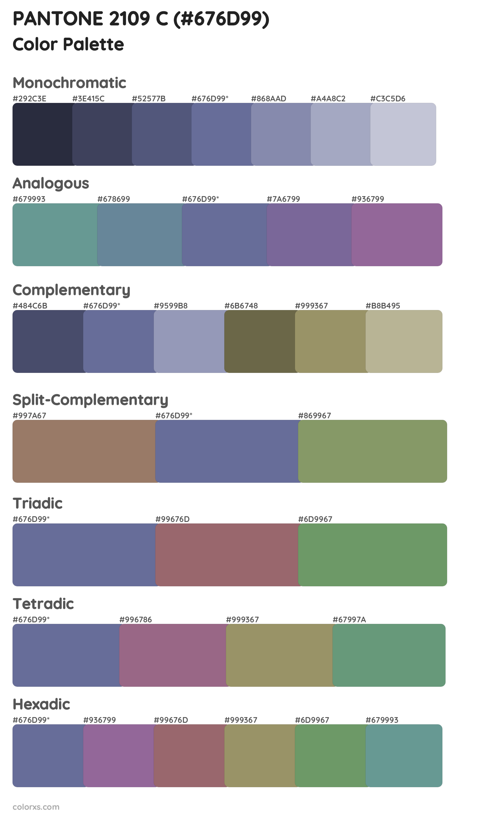 PANTONE 2109 C Color Scheme Palettes