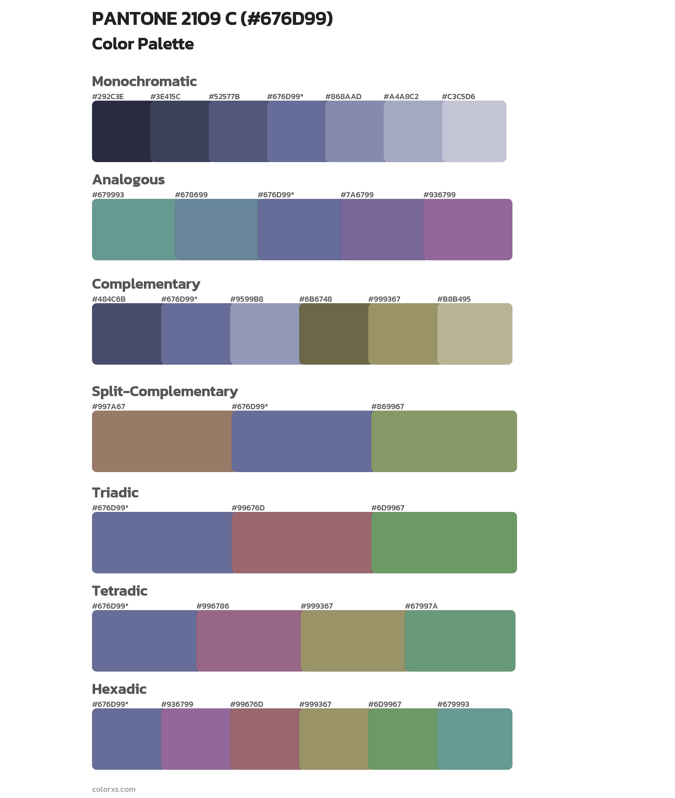 PANTONE 2109 C Color Scheme Palettes