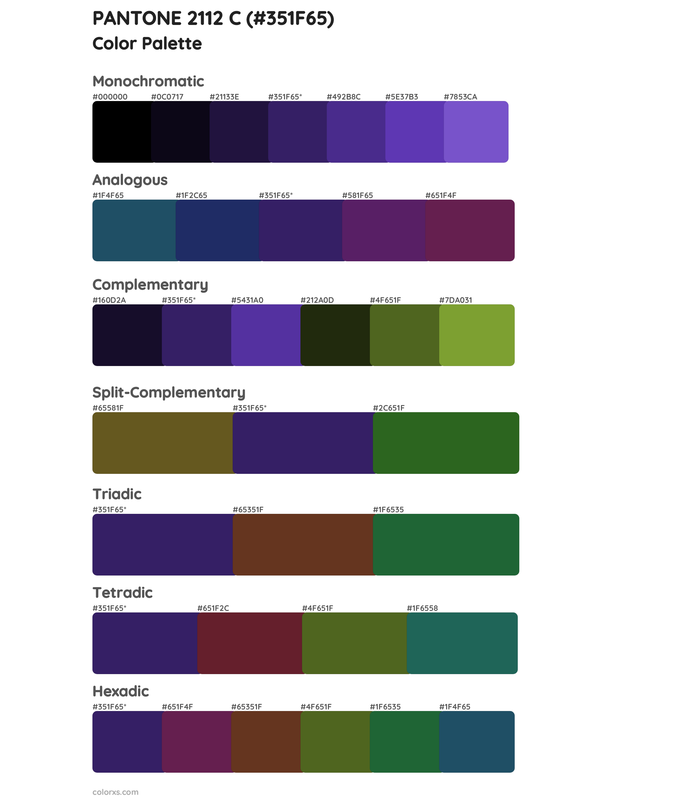 PANTONE 2112 C Color Scheme Palettes