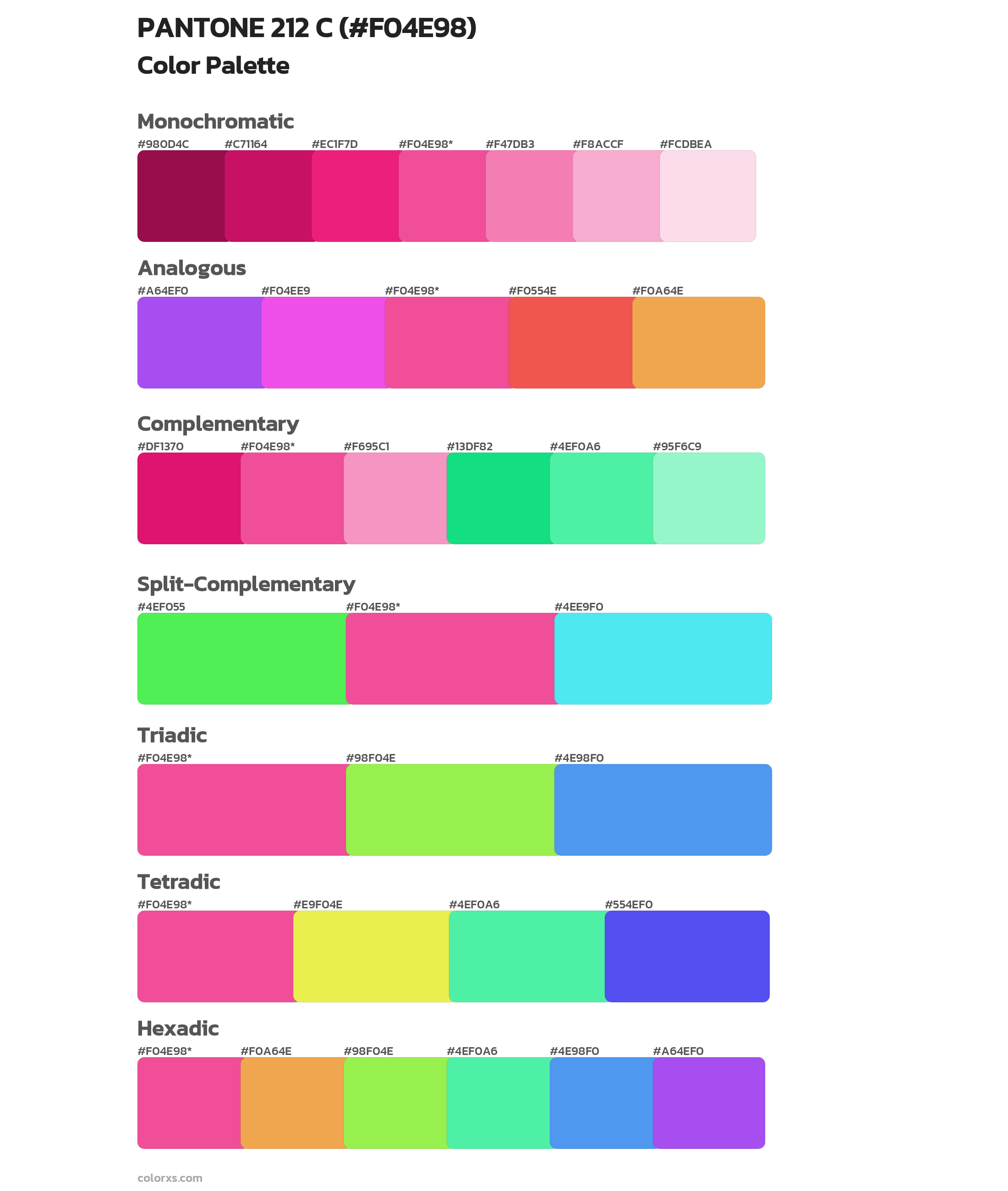 PANTONE 212 C Color Scheme Palettes