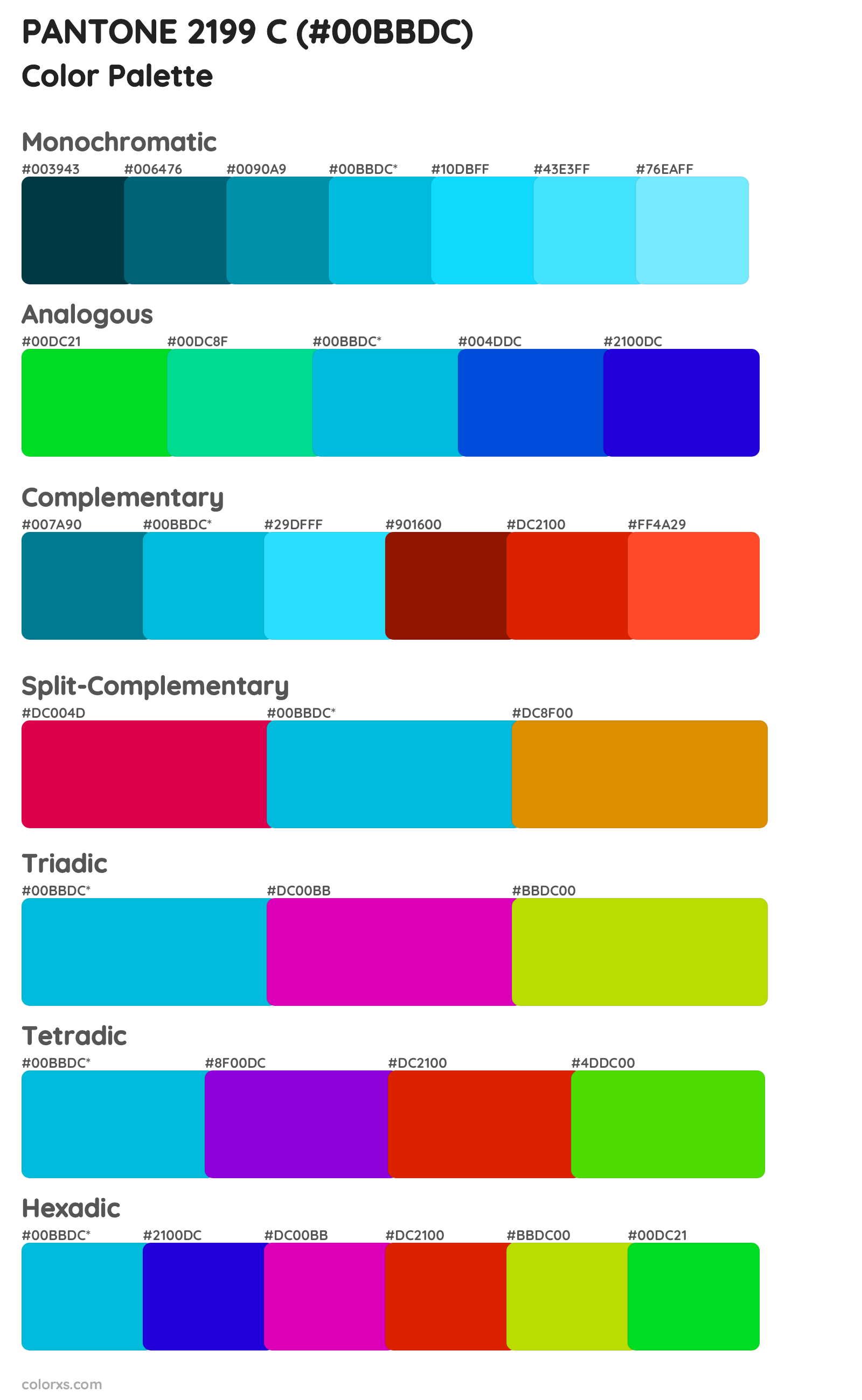 PANTONE 2199 C Color Scheme Palettes