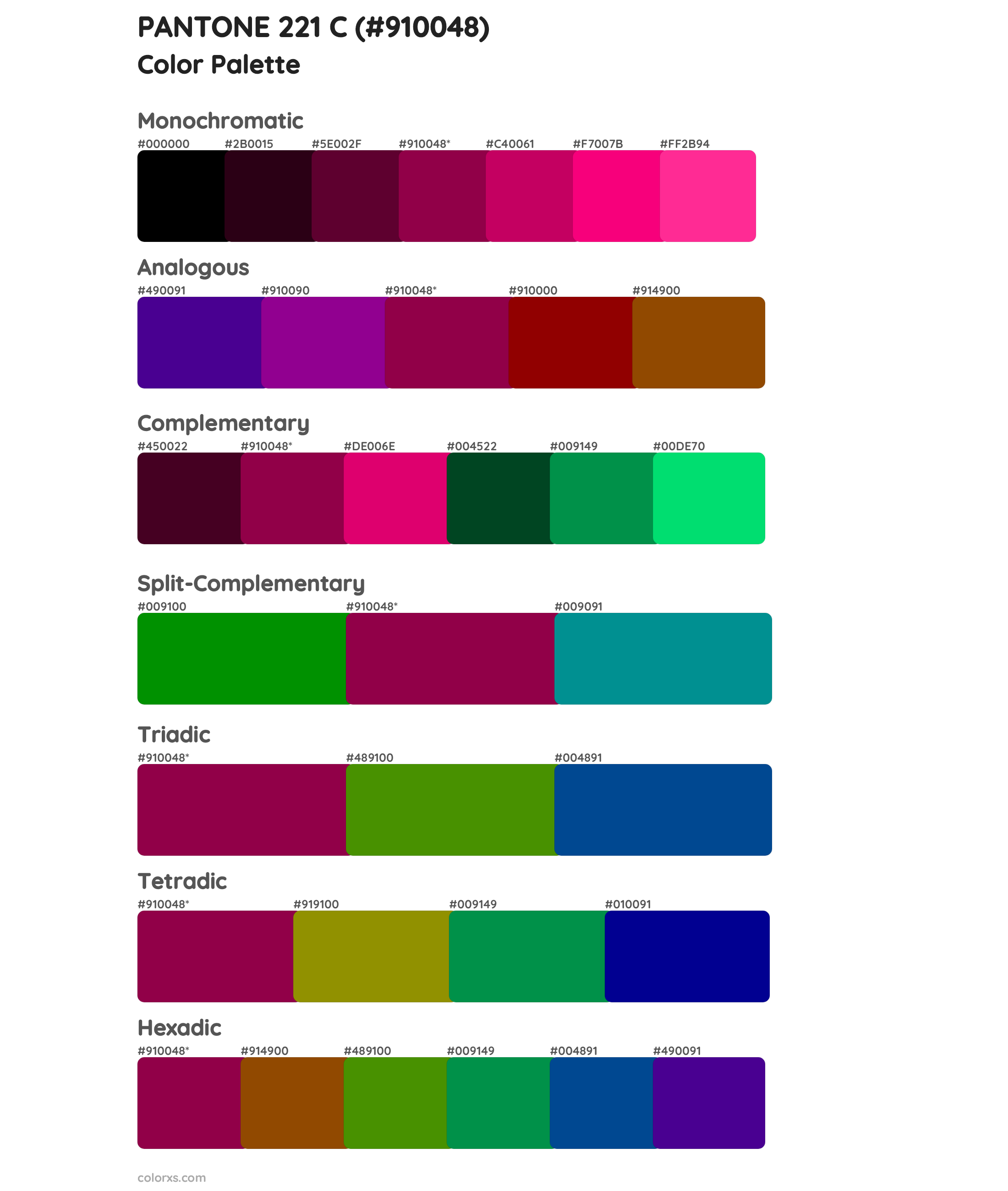 PANTONE 221 C Color Scheme Palettes