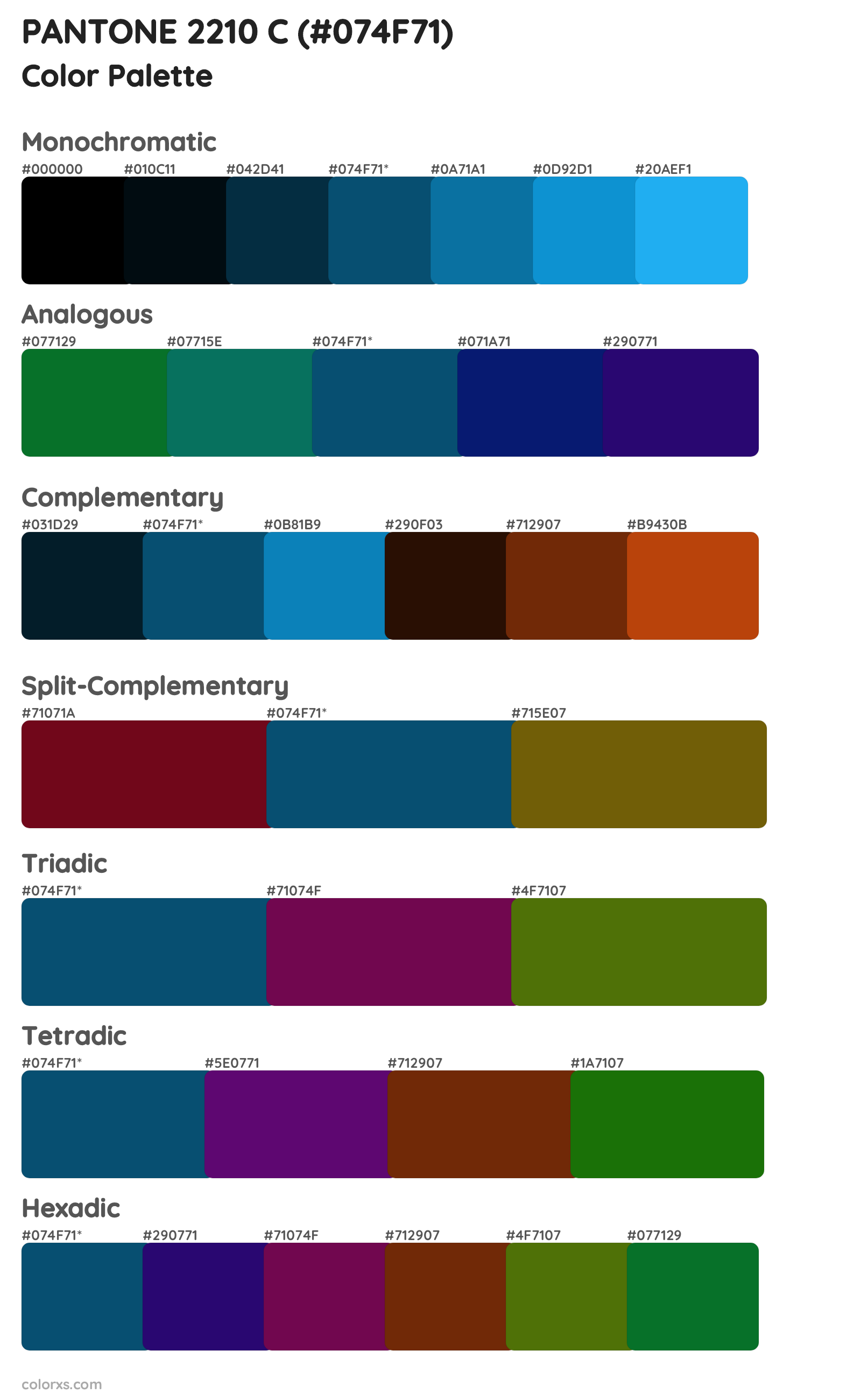 PANTONE 2210 C Color Scheme Palettes