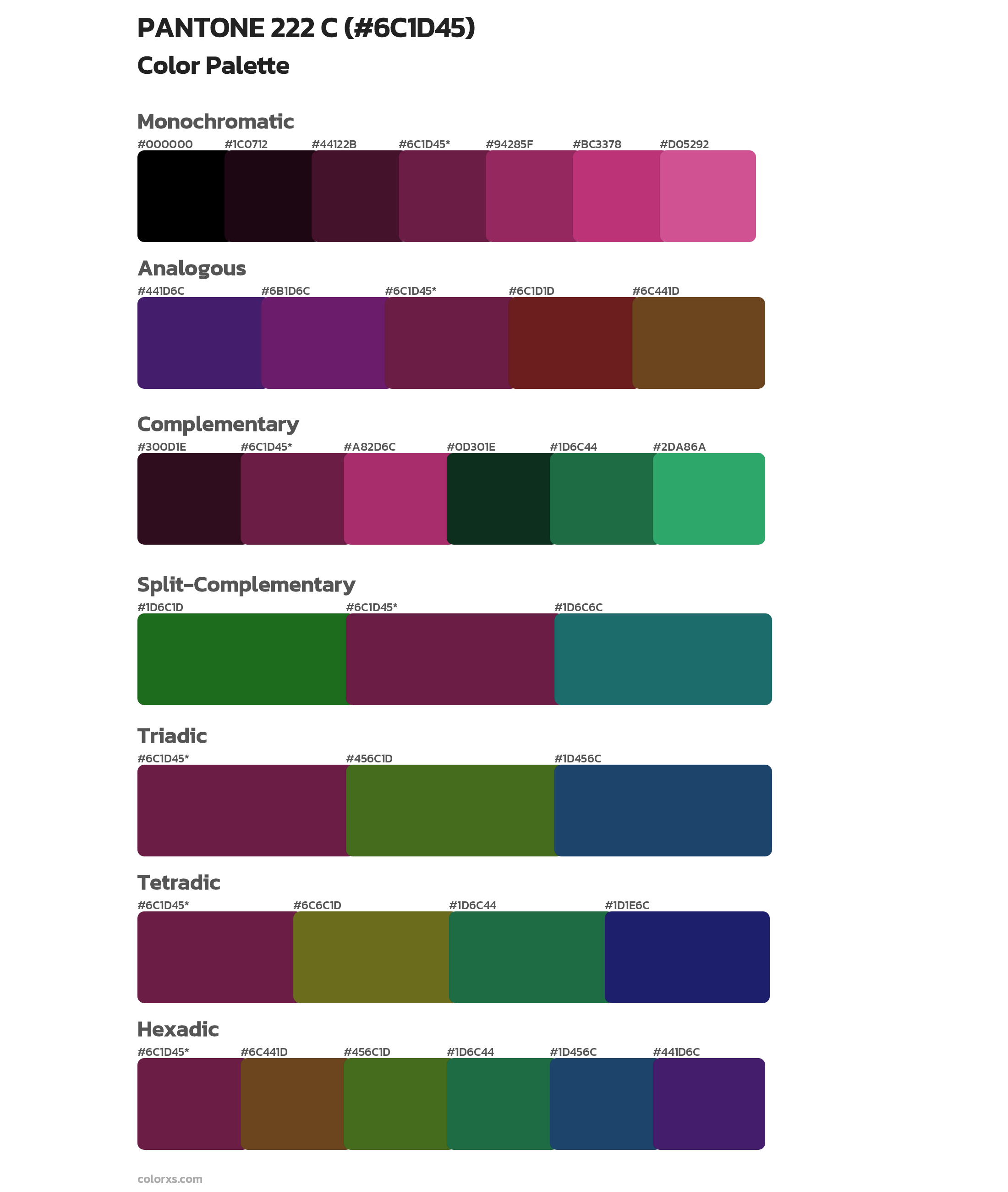 PANTONE 222 C Color Scheme Palettes