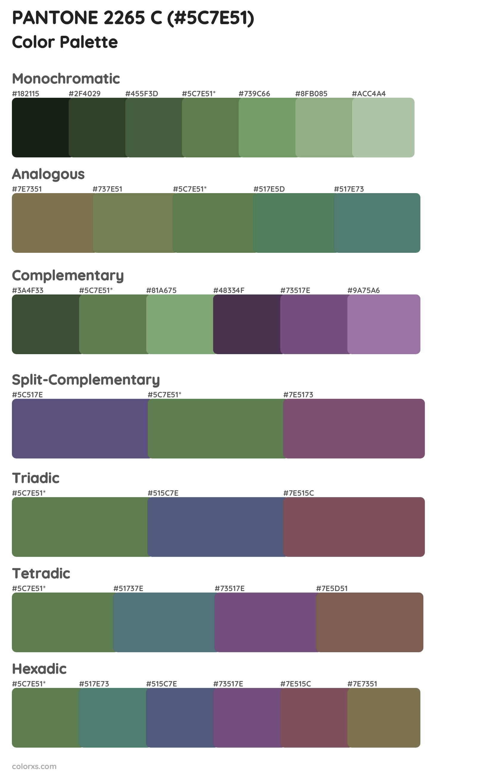 PANTONE 2265 C Color Scheme Palettes