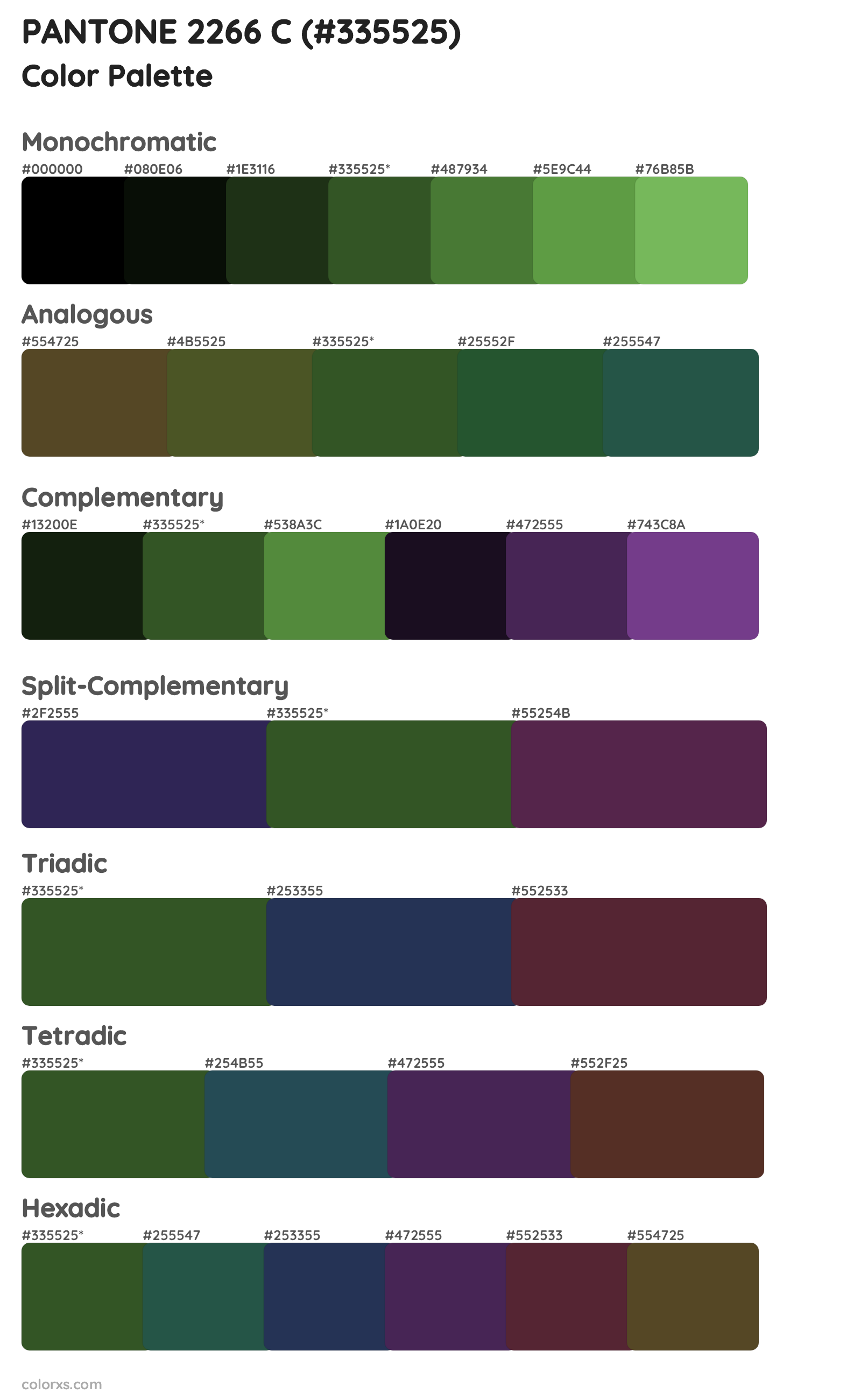 PANTONE 2266 C Color Scheme Palettes
