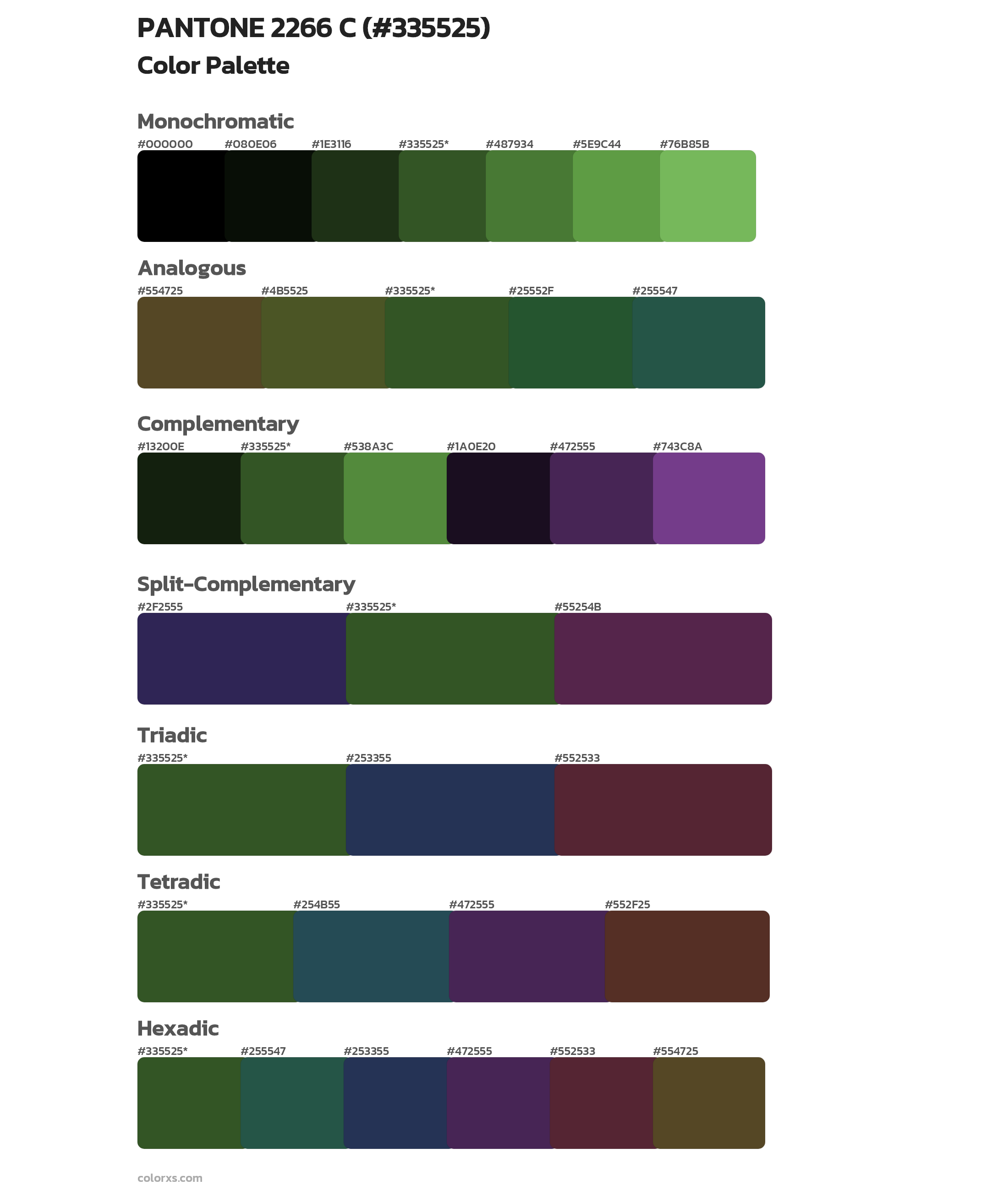 PANTONE 2266 C Color Scheme Palettes