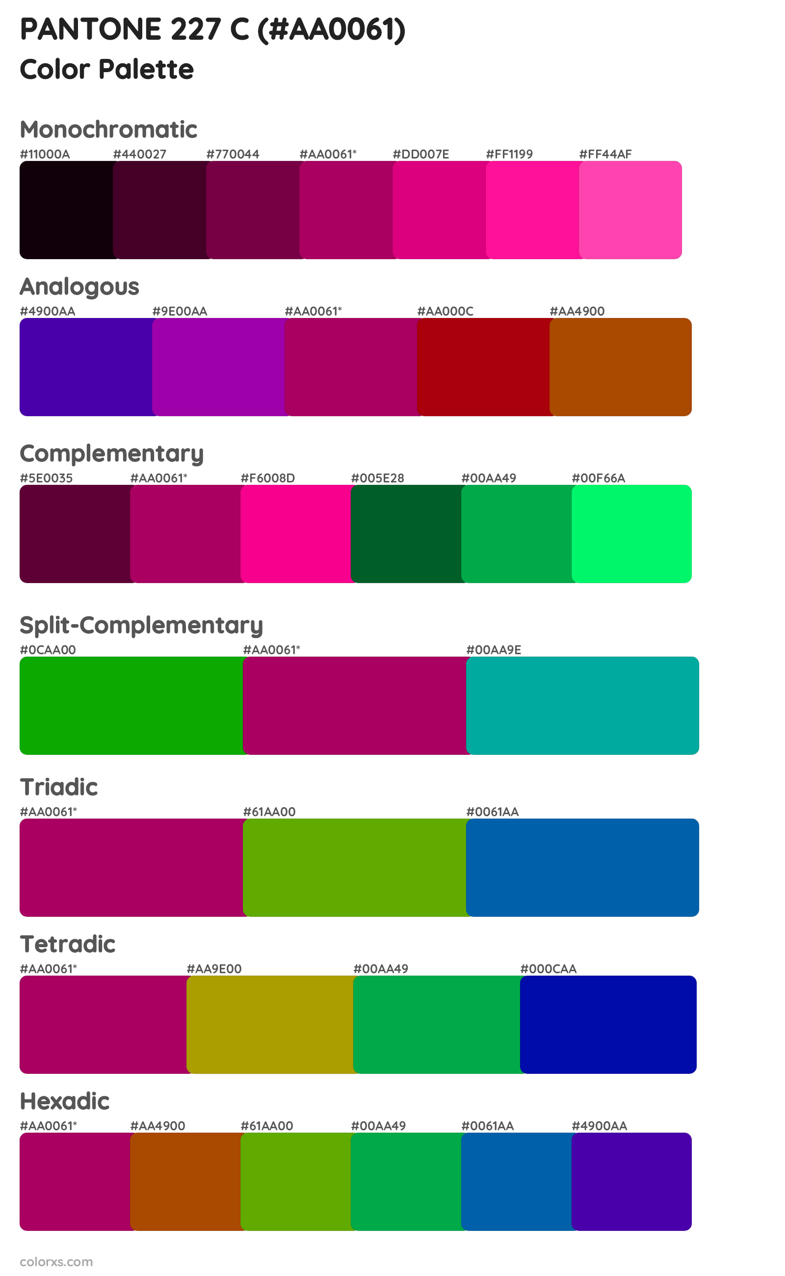 PANTONE 227 C Color Scheme Palettes