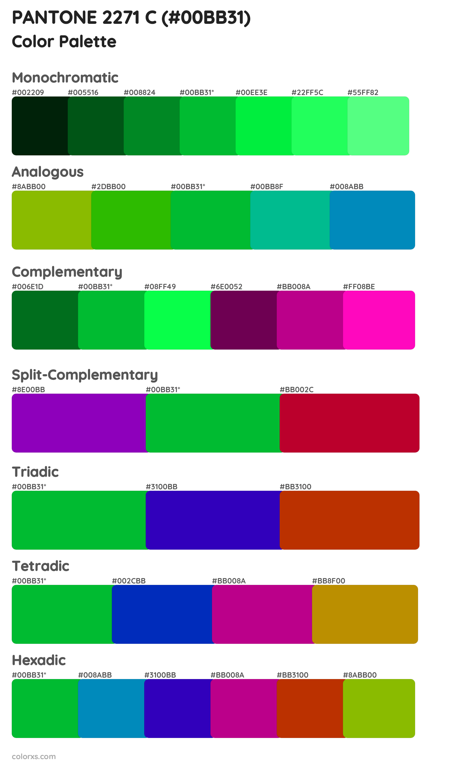 PANTONE 2271 C Color Scheme Palettes
