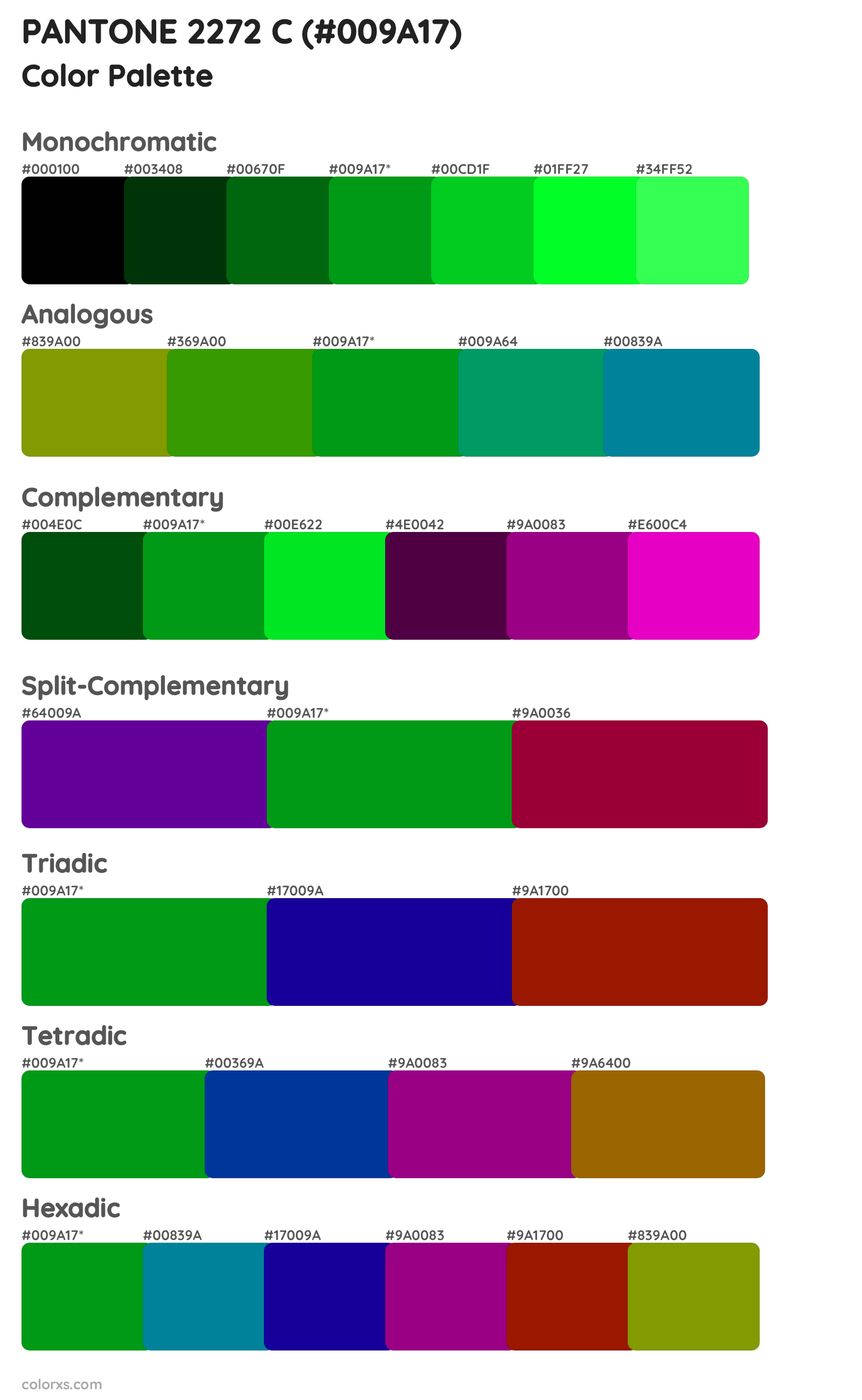PANTONE 2272 C Color Scheme Palettes
