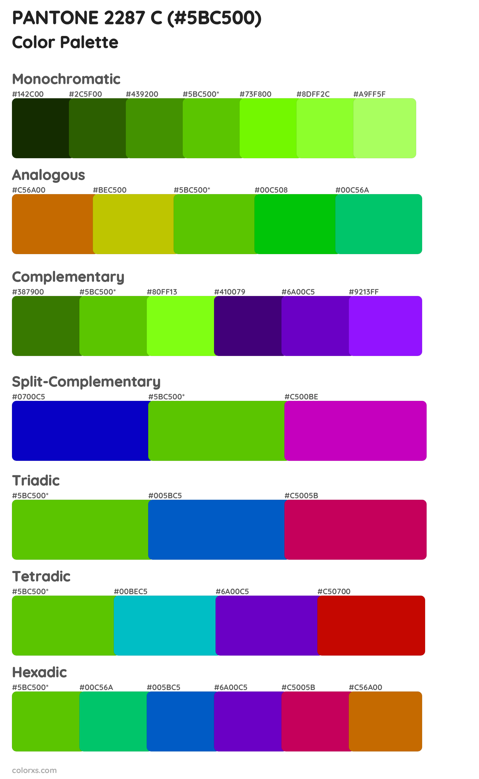 PANTONE 2287 C Color Scheme Palettes