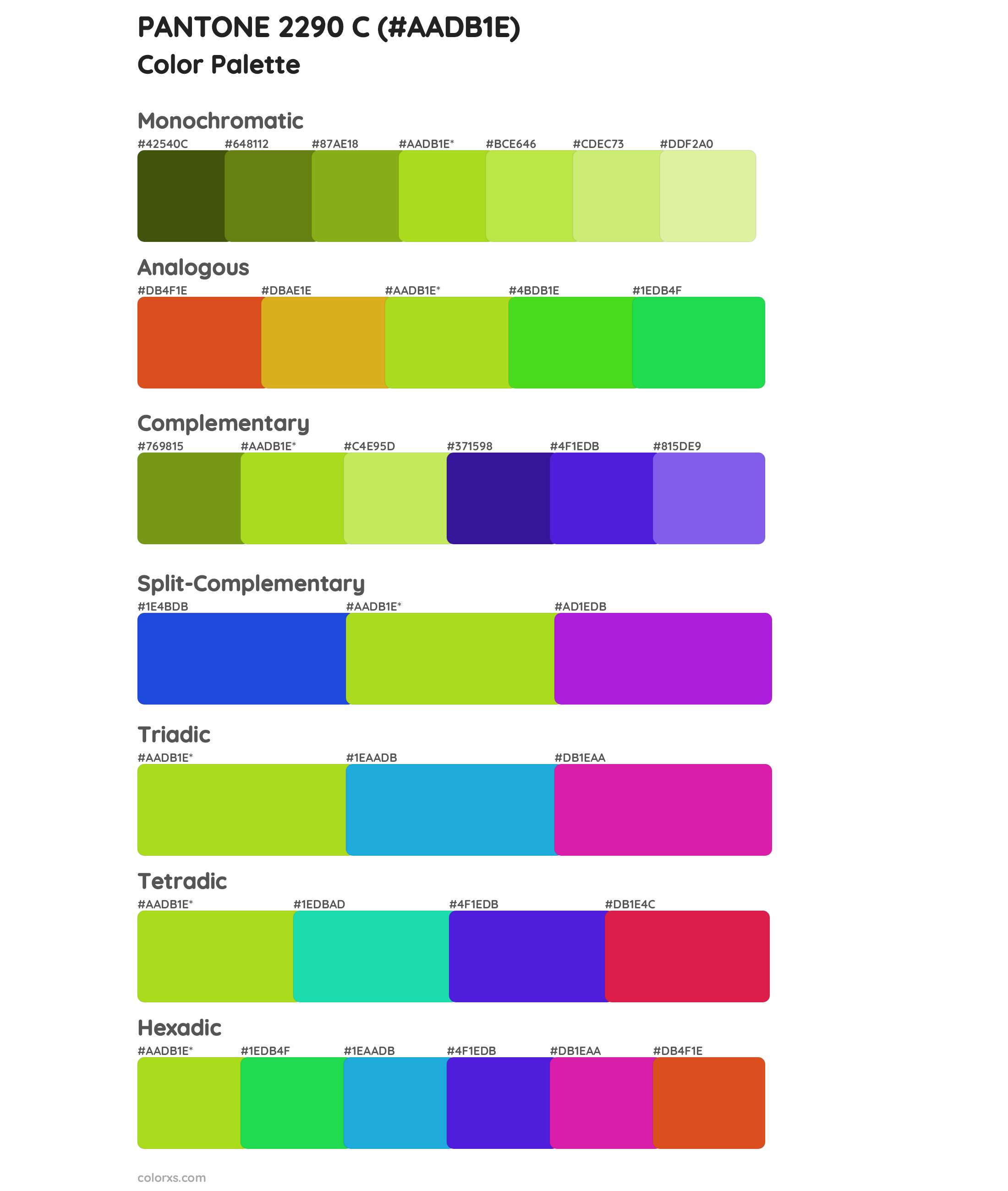 PANTONE 2290 C Color Scheme Palettes