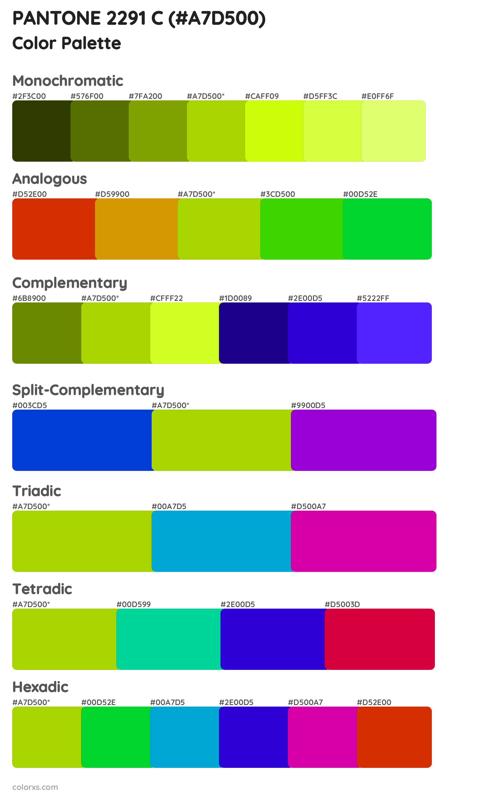 PANTONE 2291 C Color Scheme Palettes