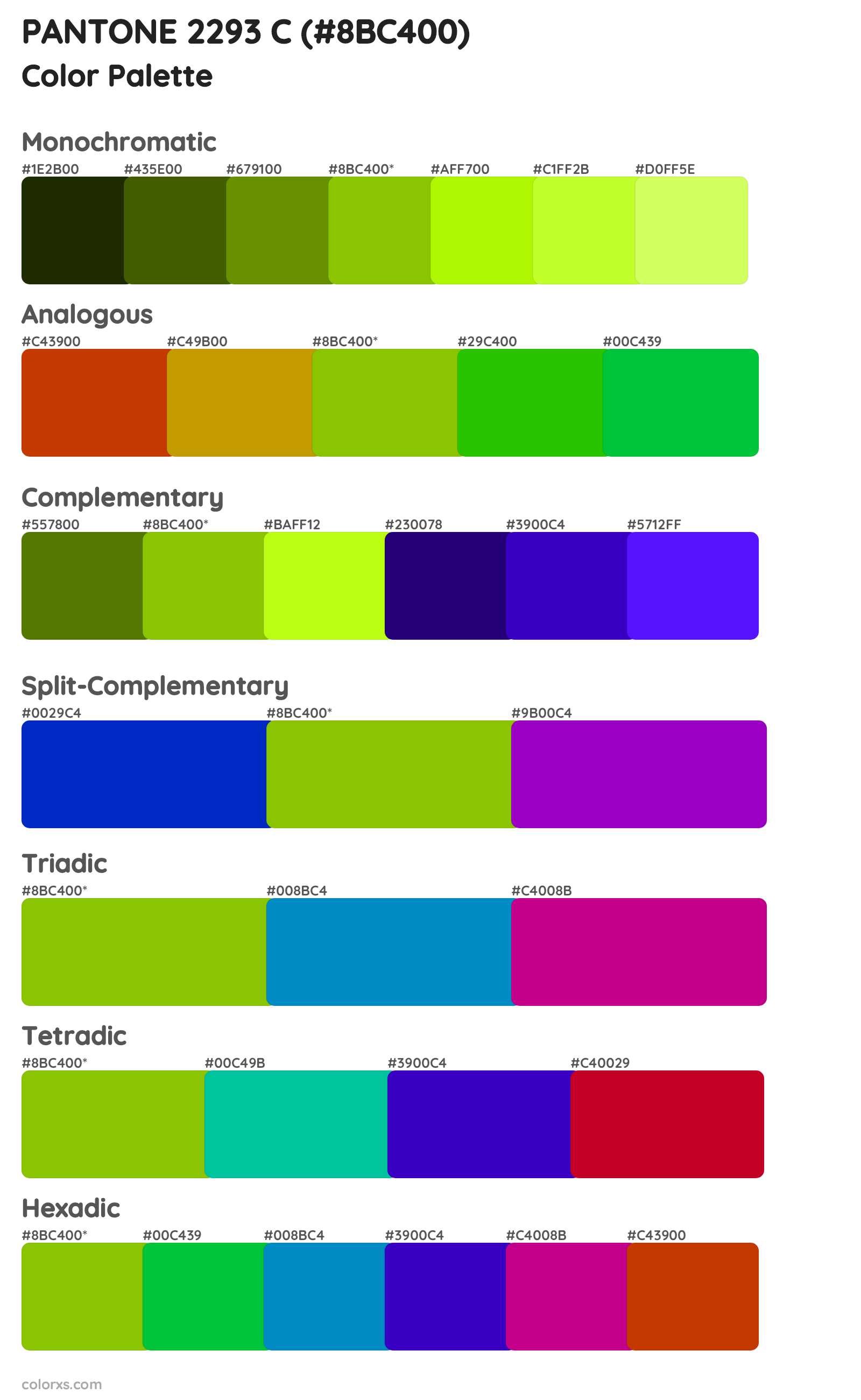 PANTONE 2293 C Color Scheme Palettes