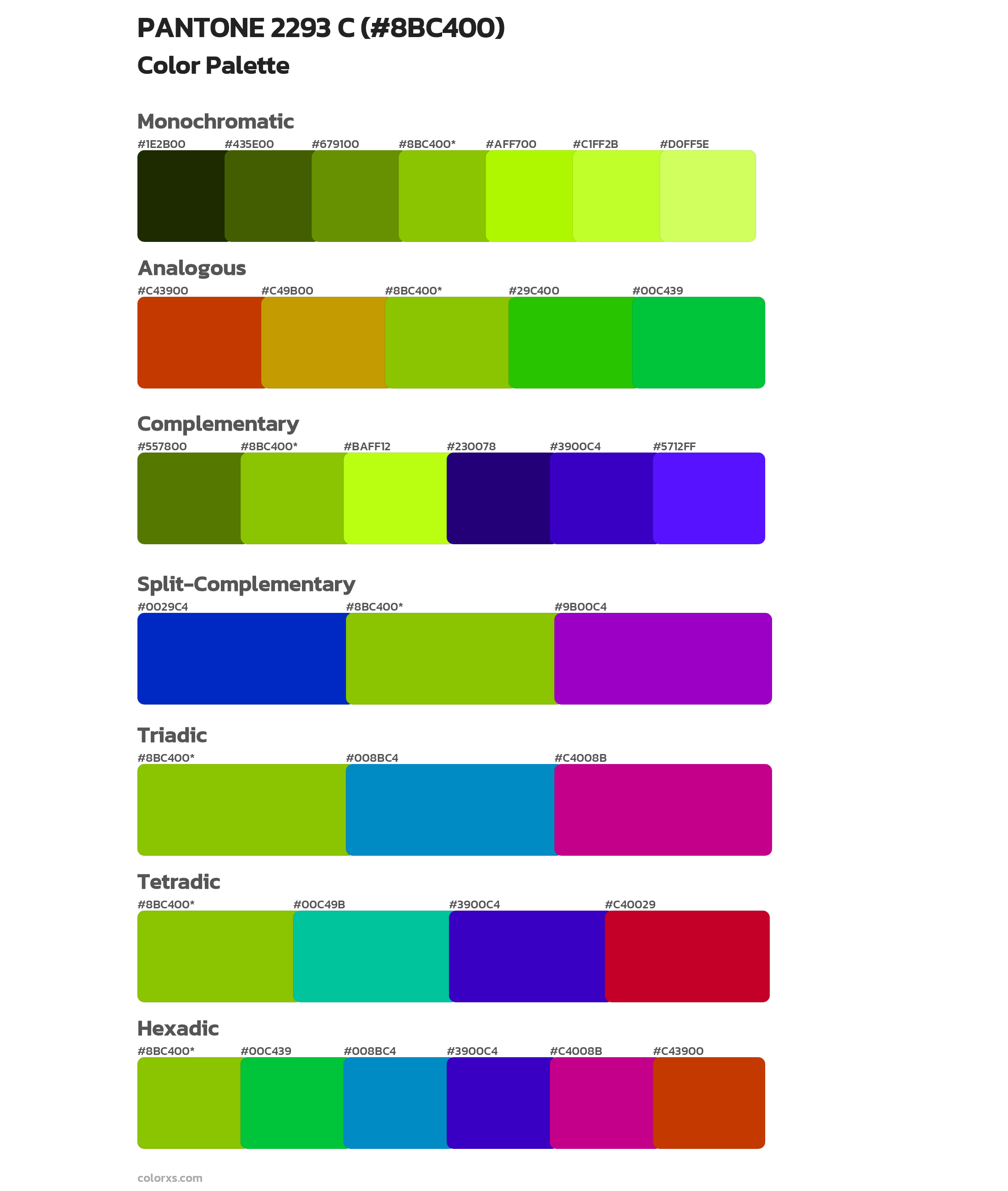 PANTONE 2293 C Color Scheme Palettes