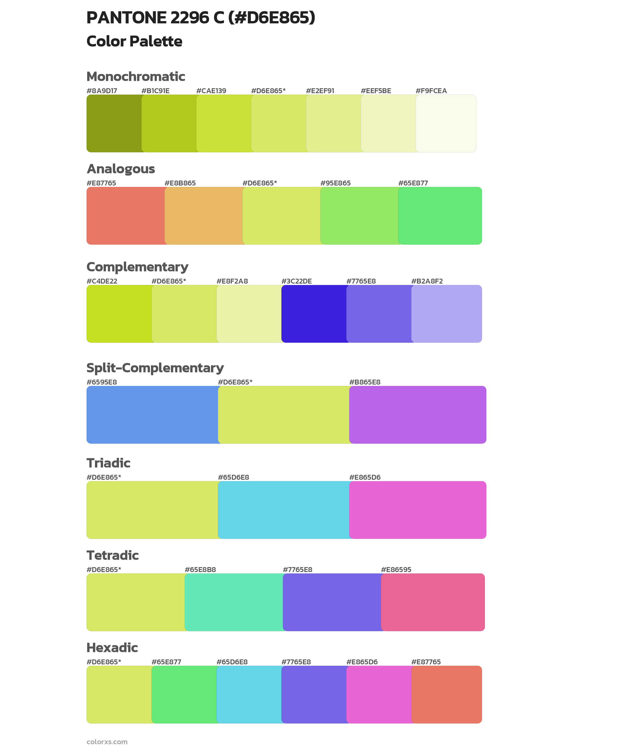 PANTONE 2296 C Color Scheme Palettes
