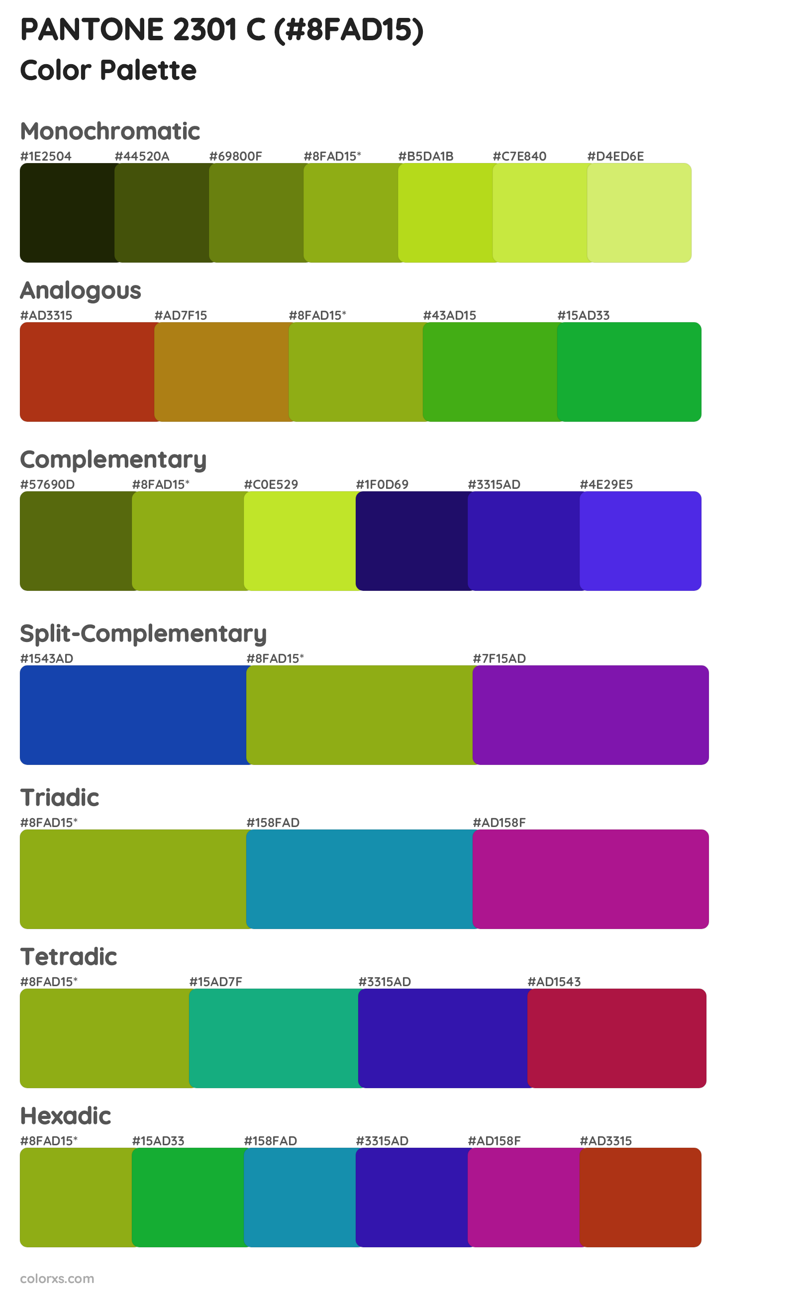 PANTONE 2301 C Color Scheme Palettes