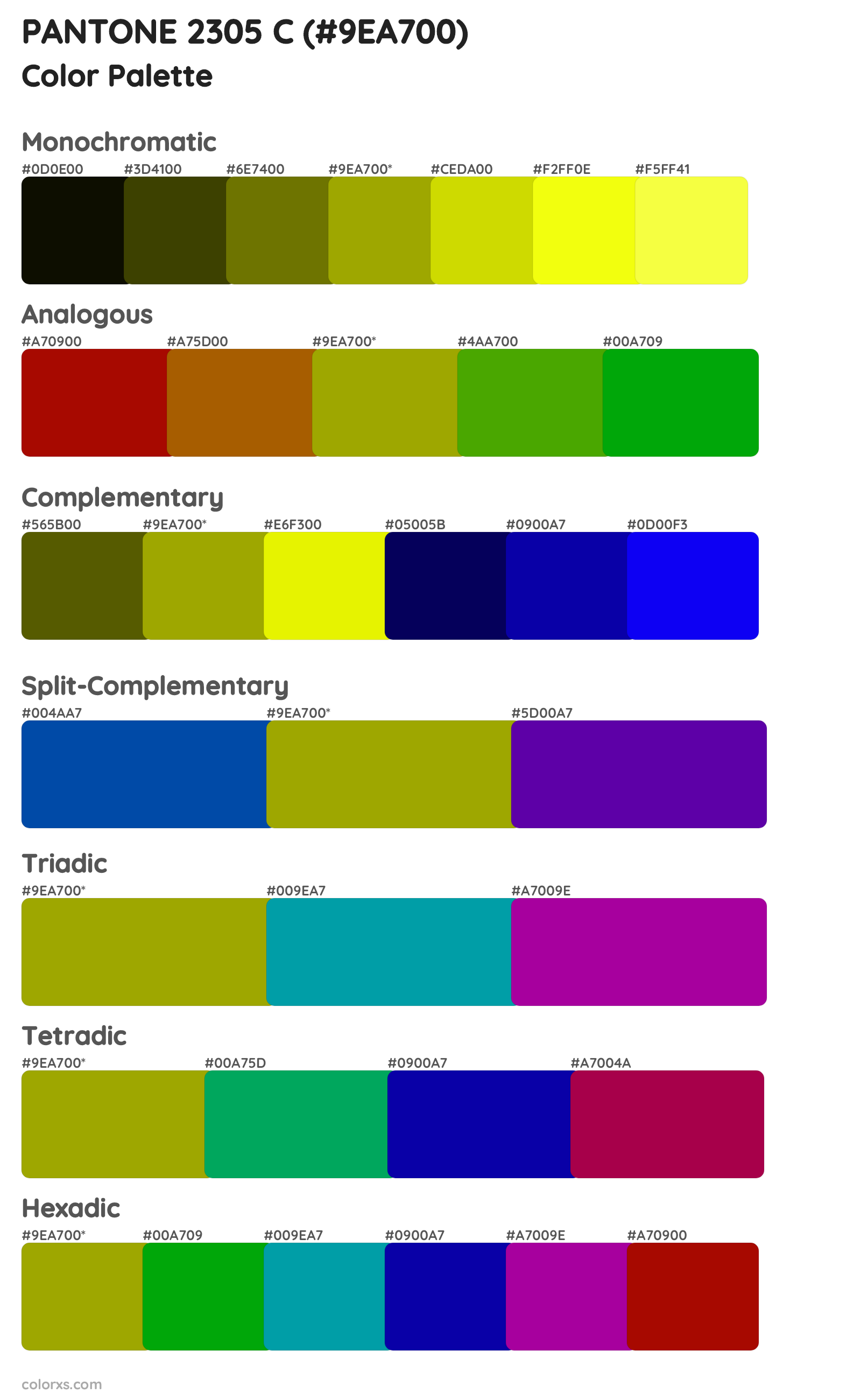PANTONE 2305 C Color Scheme Palettes