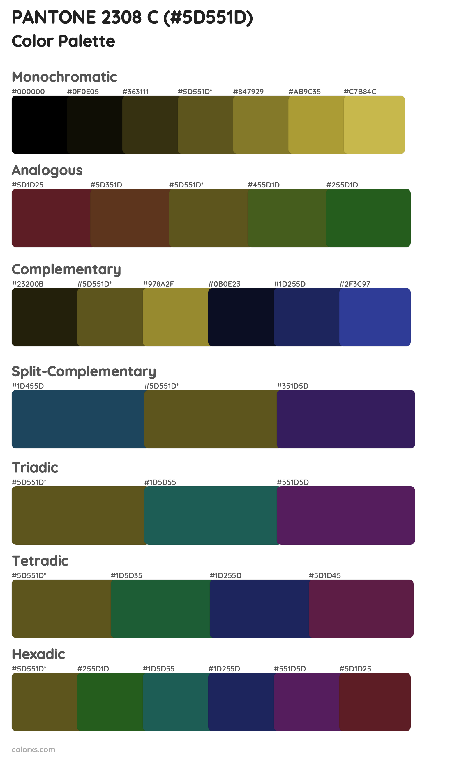 PANTONE 2308 C Color Scheme Palettes