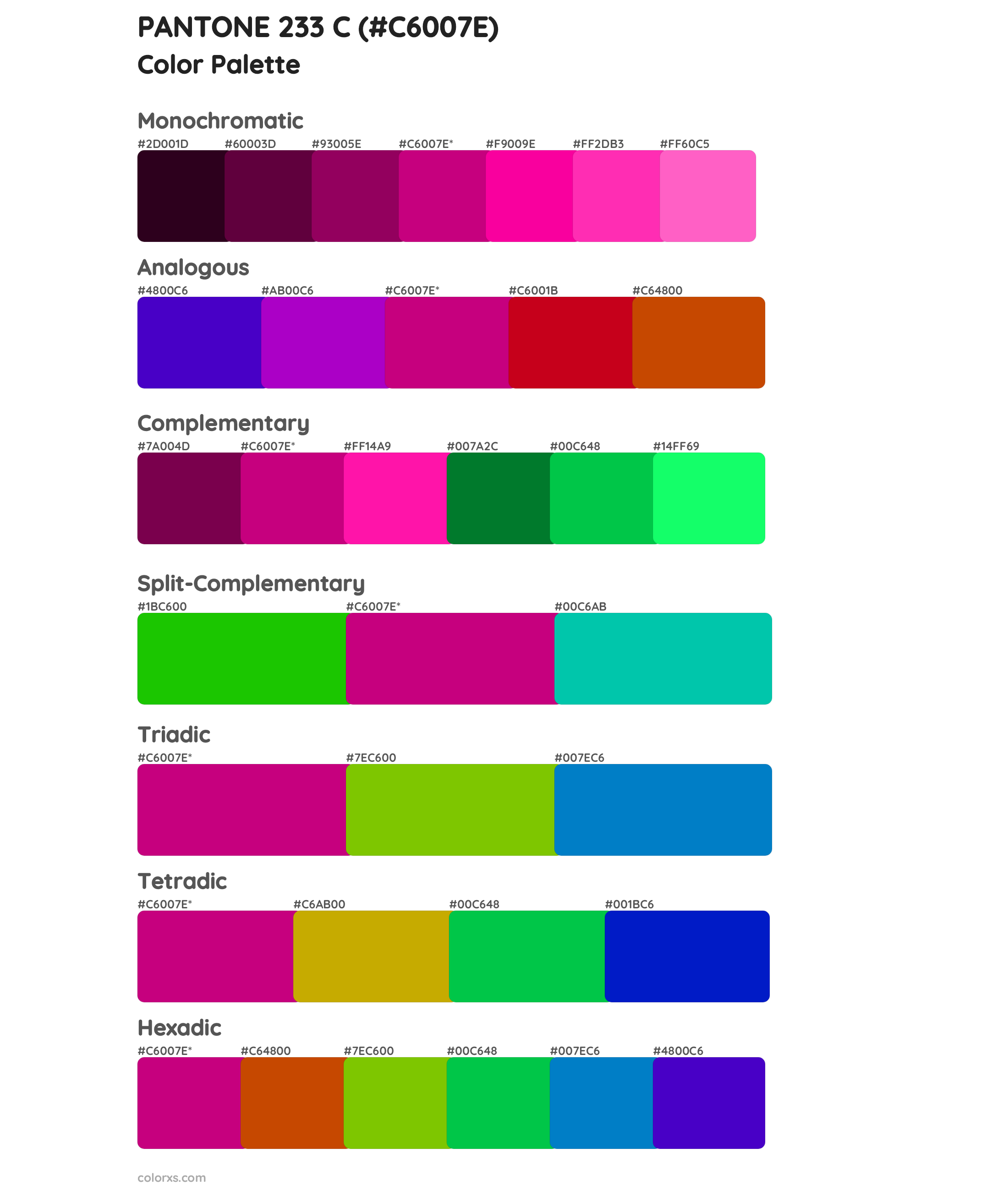 PANTONE 233 C Color Scheme Palettes